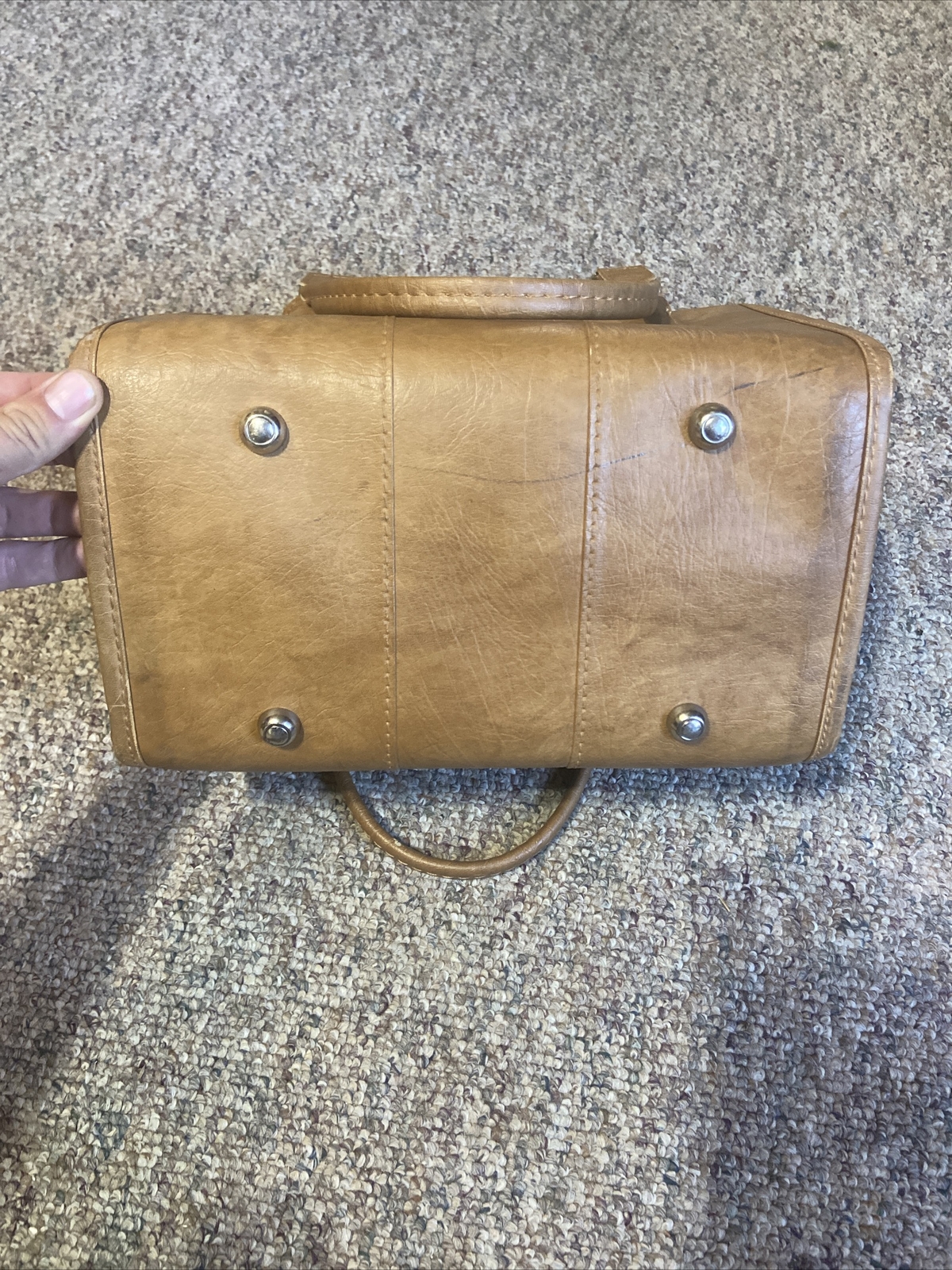 VTG Samsonite Bag Tote Carry-on Leather Brown Strap Zipper Business Aviation