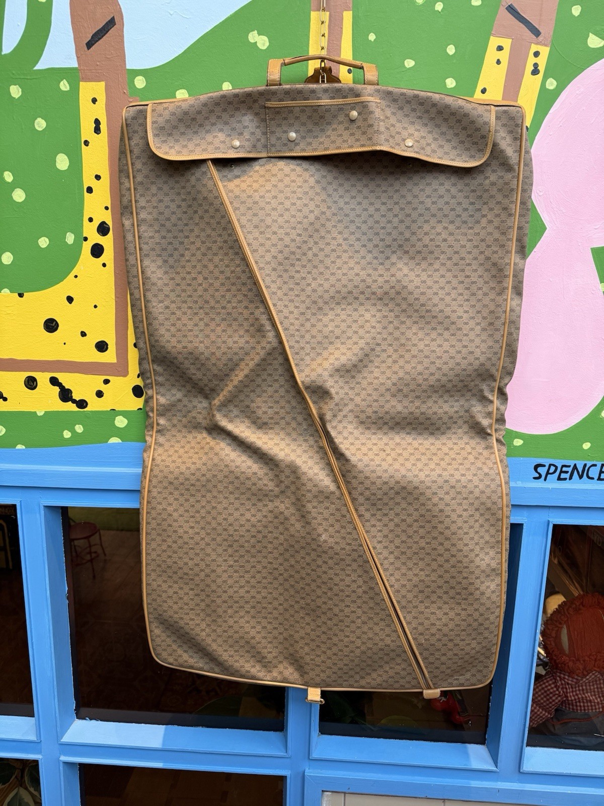 Vintage 80s Authentic Gucci Monogram Garment Bag W/ Hangers