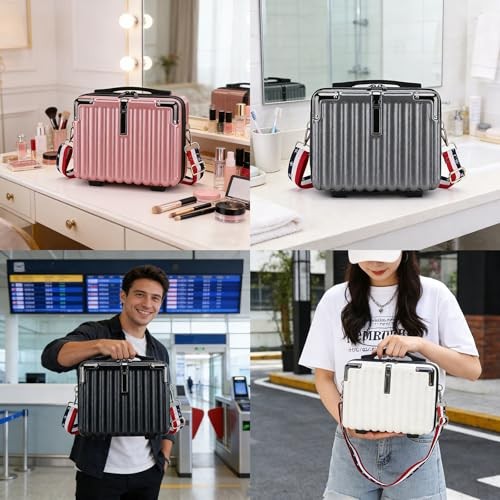 Mini Suitcase Hard Shell Makeup Case Stress-Resistant ABS Hard Makeup Black