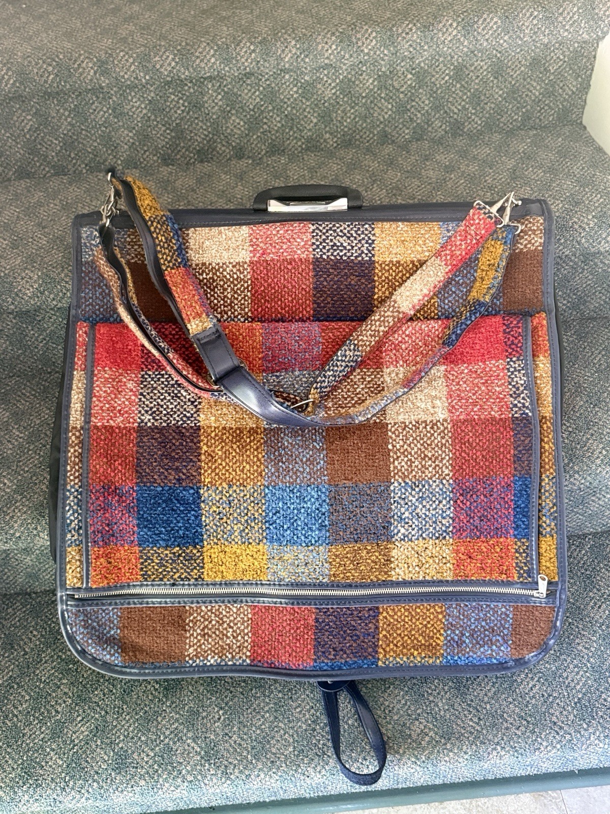 VINTAGE RARE* Skyway Luggage Plaid Rainbow Retro Tweed Garment Bag