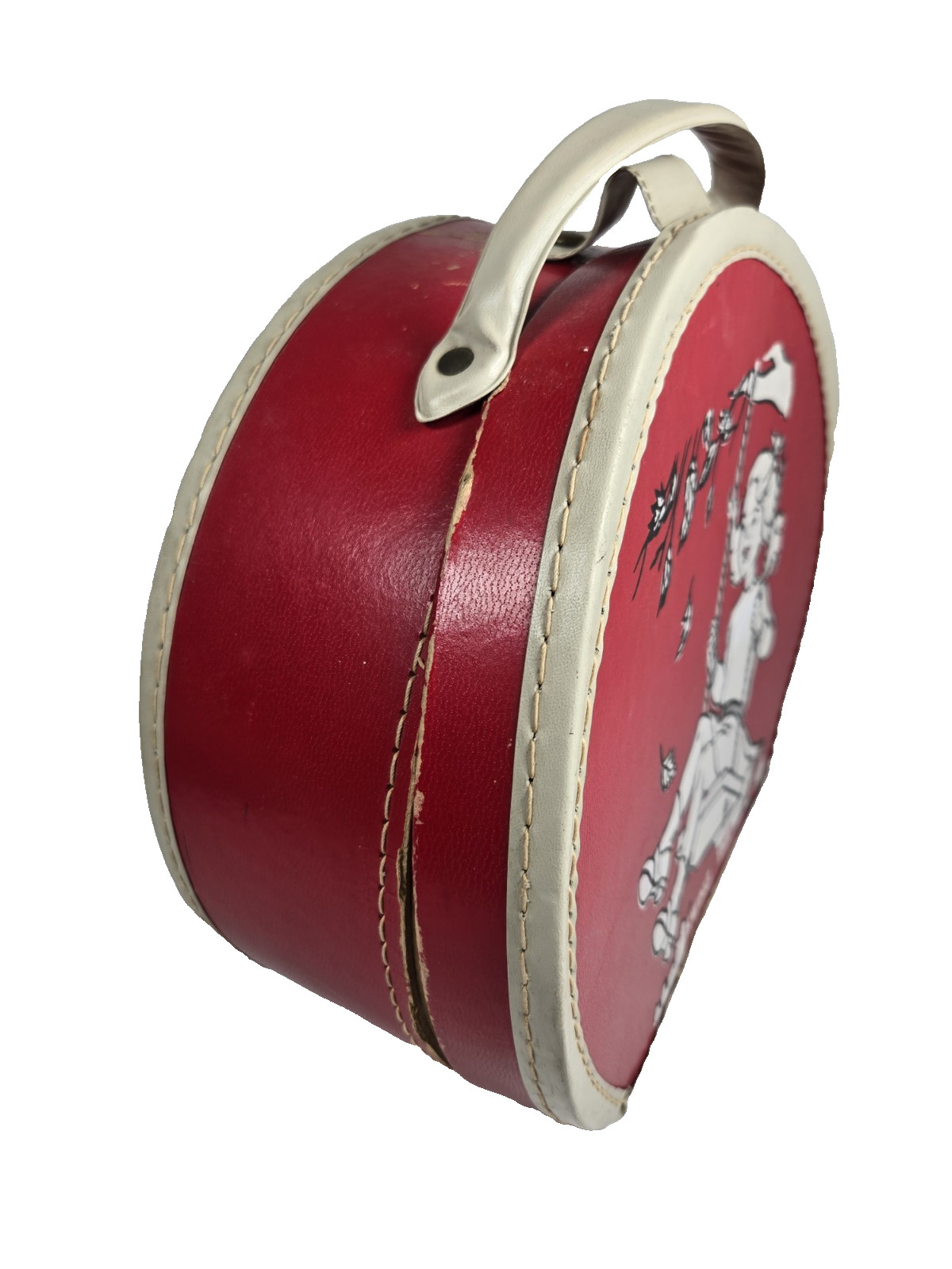 Girl on Swing 1950 – 60s Childs Swing Time Suitcase Red Case Paperboard & Vinyl