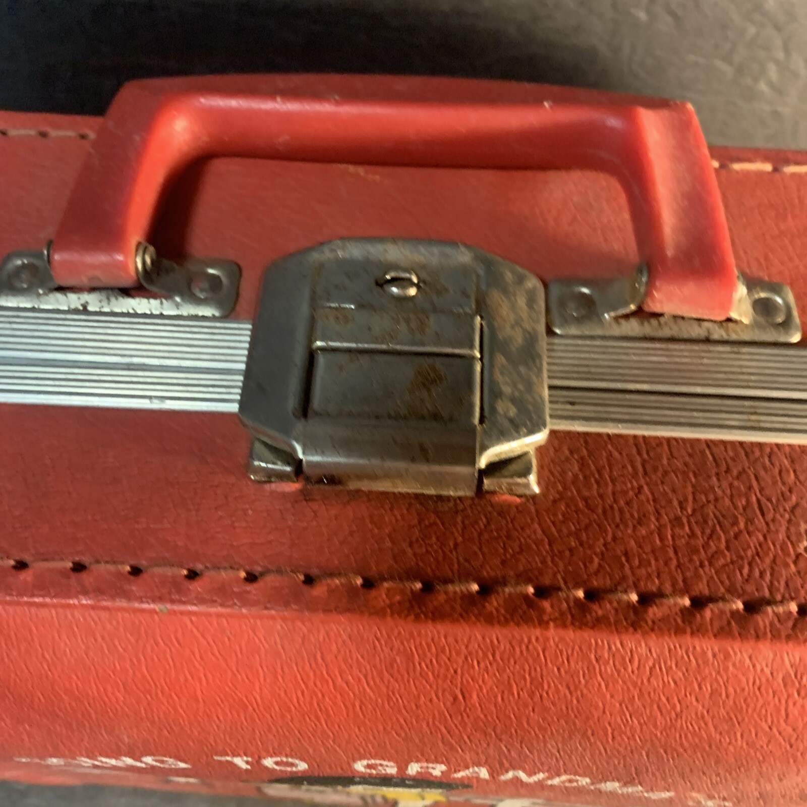 Vintage 50s 60s Suitcase Trojan Luggage Company Retro Kids Going to Grandmas Red