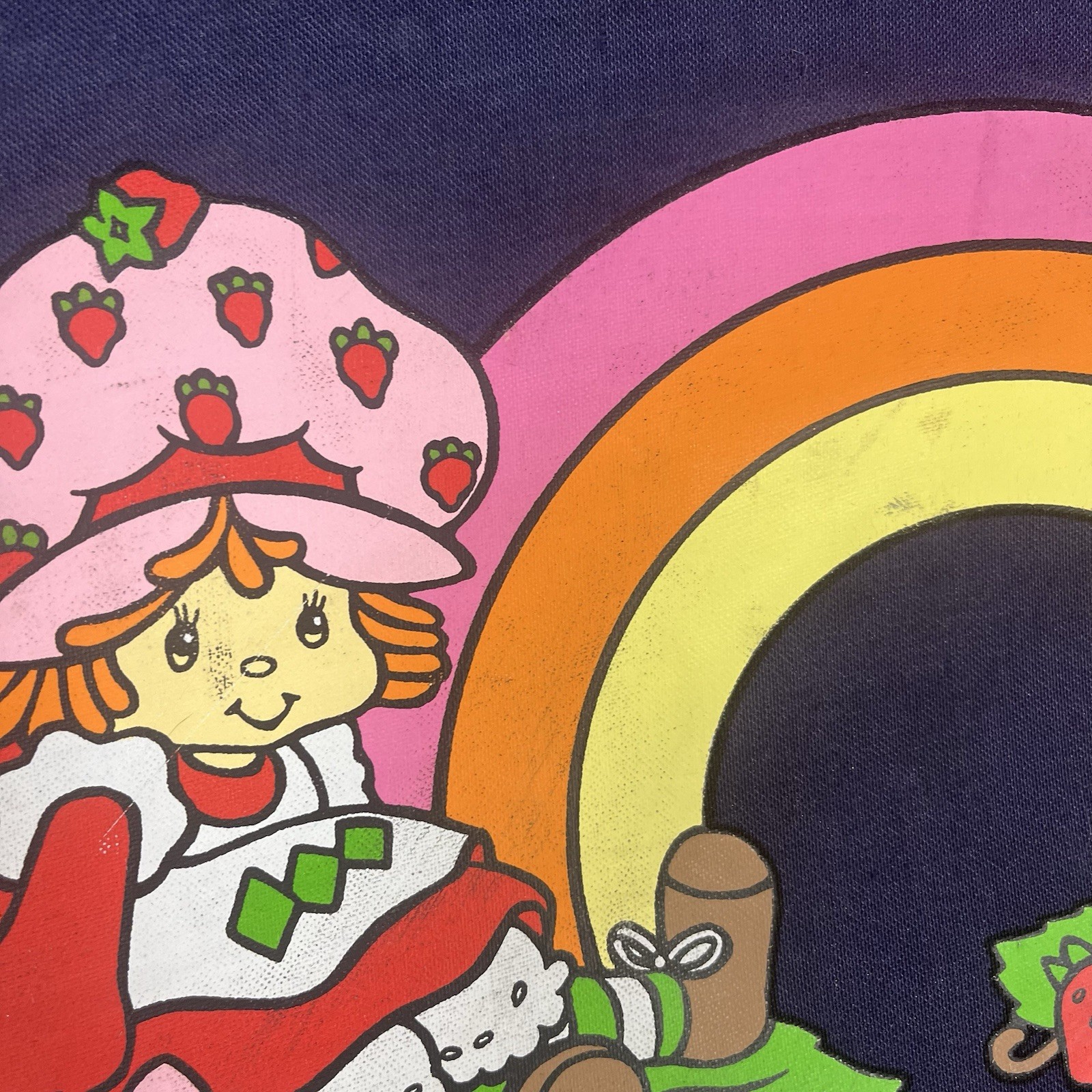 VTG 1980 Strawberry Shortcake Rainbow Navy Kid’s Small Canvas Suitcase NO HANDLE