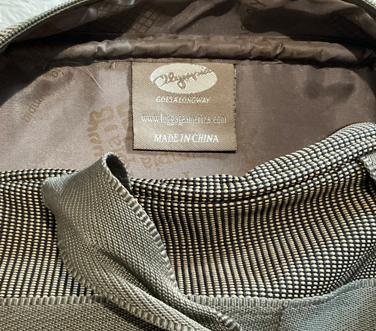 Olympia Vintage Travel Tote Bag – Brown Tweed with Faux Crocodile Trim