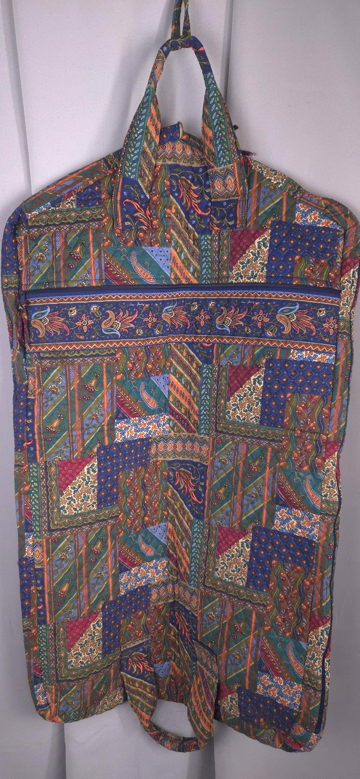 Vtg Vera Bradley Garment Bag Quilted Cotton Patchwork Travel Luggage USA 47×24
