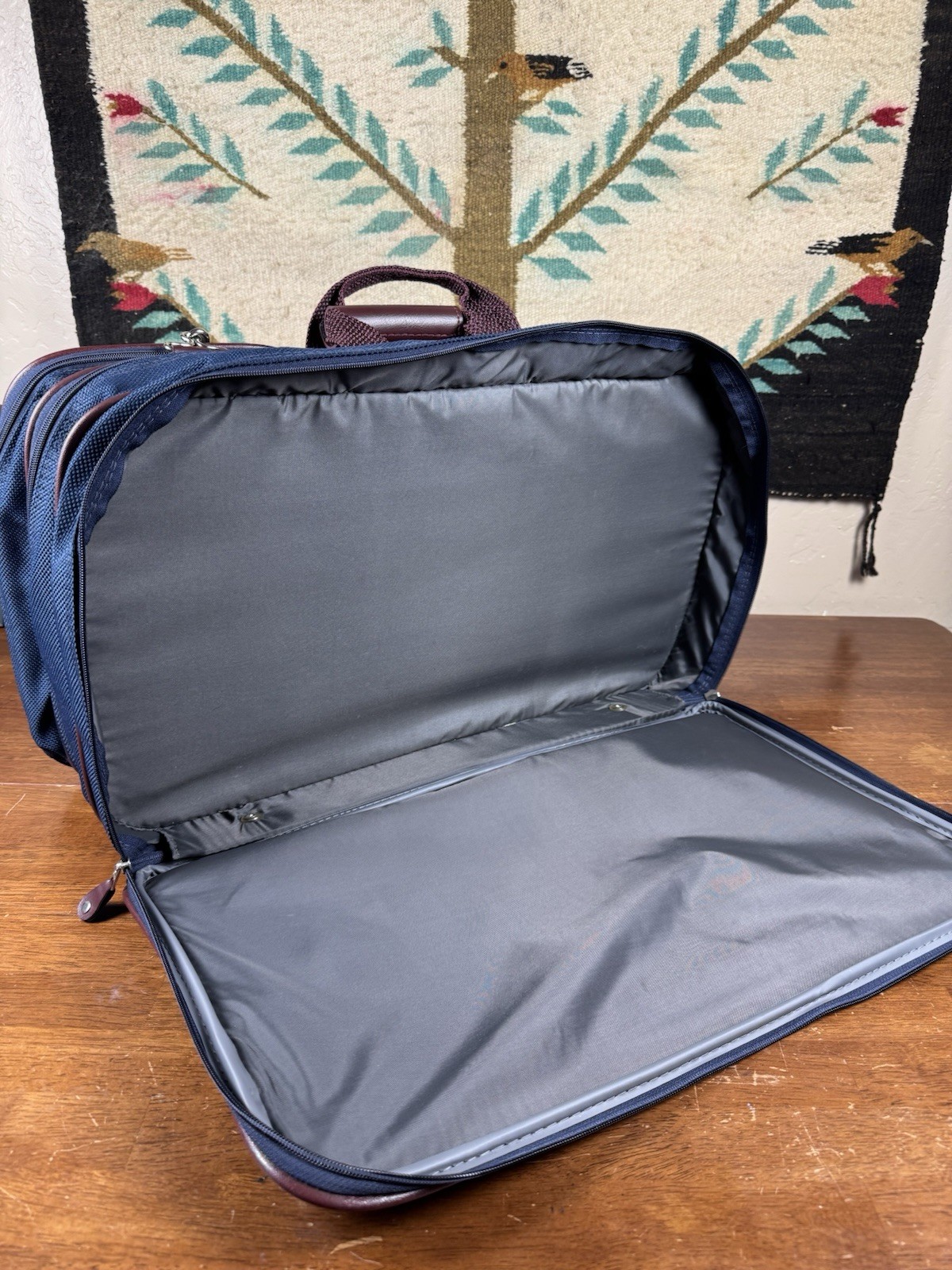 Vintage Samsonite Silhouette 4 Blue Burgundy Briefcase Travel Bag 1987 w/ Lock