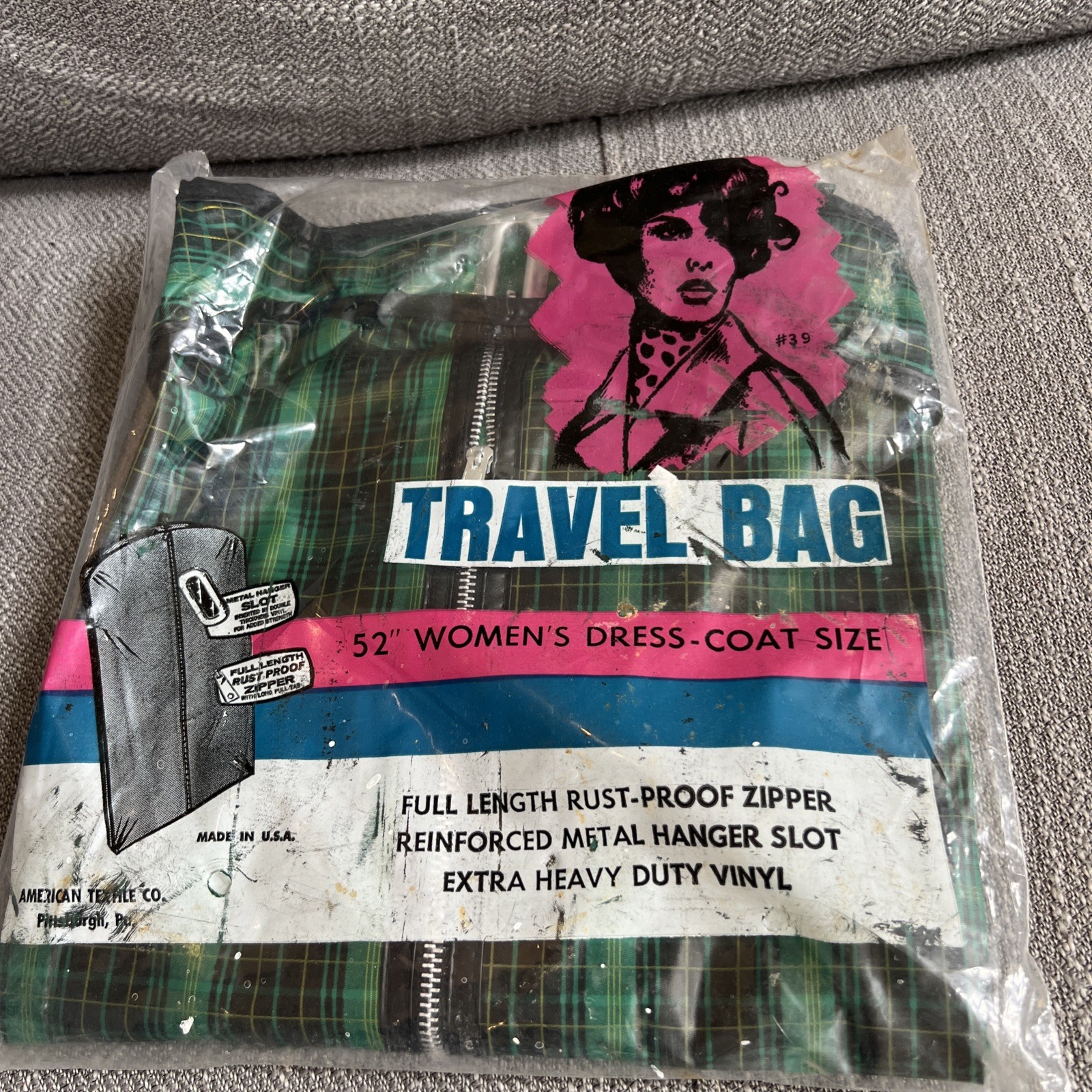 American Textile Company Women’s Dress Coat Vintage Travel Bag Unused USA