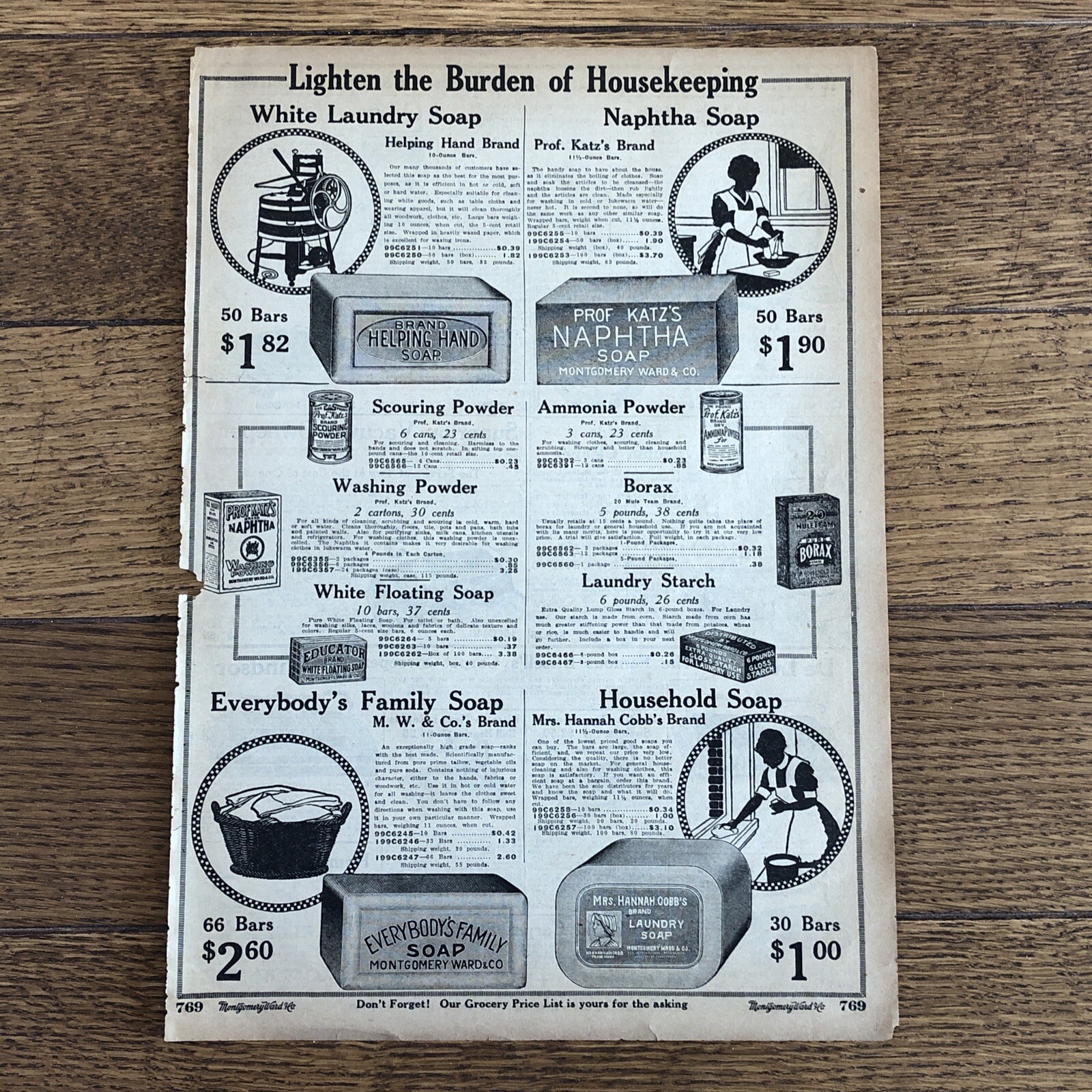 Antique 1913 Carpet Vacuum Sweeper & Soap Price Guide Picture Catalog Book Ad