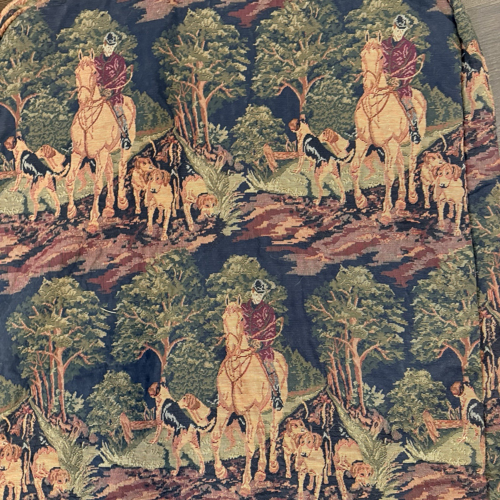 Vintage Equestrian Fox Hunt Tapestry Garment Bag Luggage Travel Dog Horse