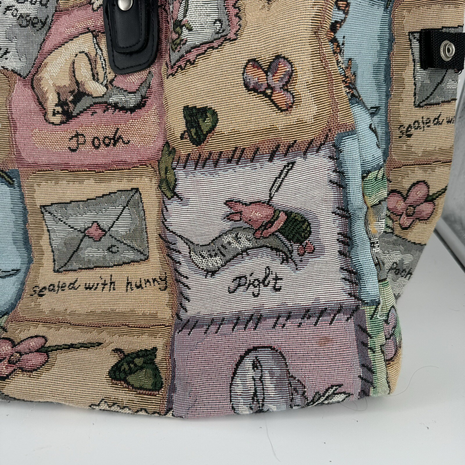 Vintage Disney Winnie The Pooh Tapestry Needlepoint Large Travel Bag Weekender