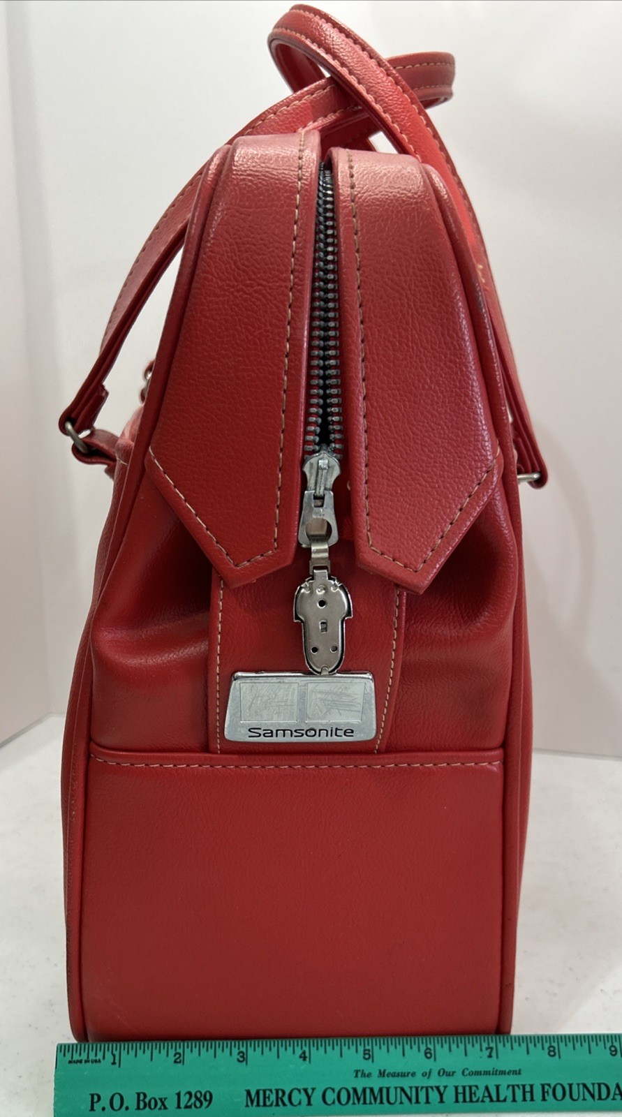 Vintage Samsonite Silhouette Salmon Red Carry On Weekender Tote Luggage Bag