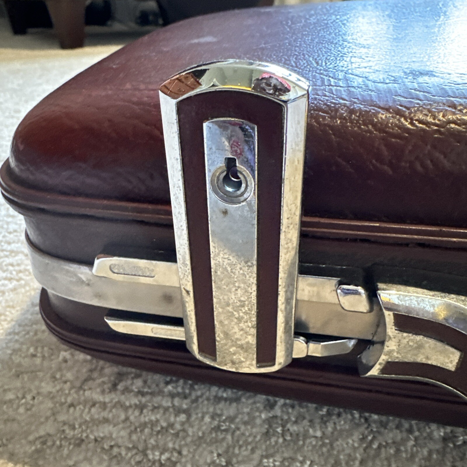 Vintage American Tourister Maroon Patent Leather Hard Shell Briefcase Maroon