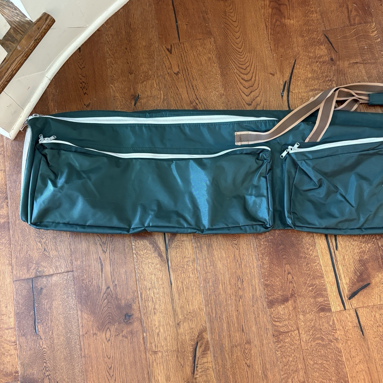 VTG Long Duffle Bag Travel Case Green Outdoor Rugged Pockets Camp Ski Fly Fish