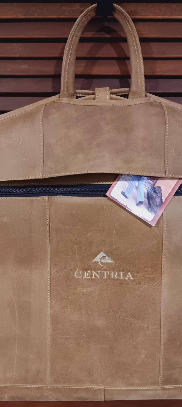 Vtg Canyon Outback Tan Leather Garment Bag Folding Travel Luggage Weekend NWT