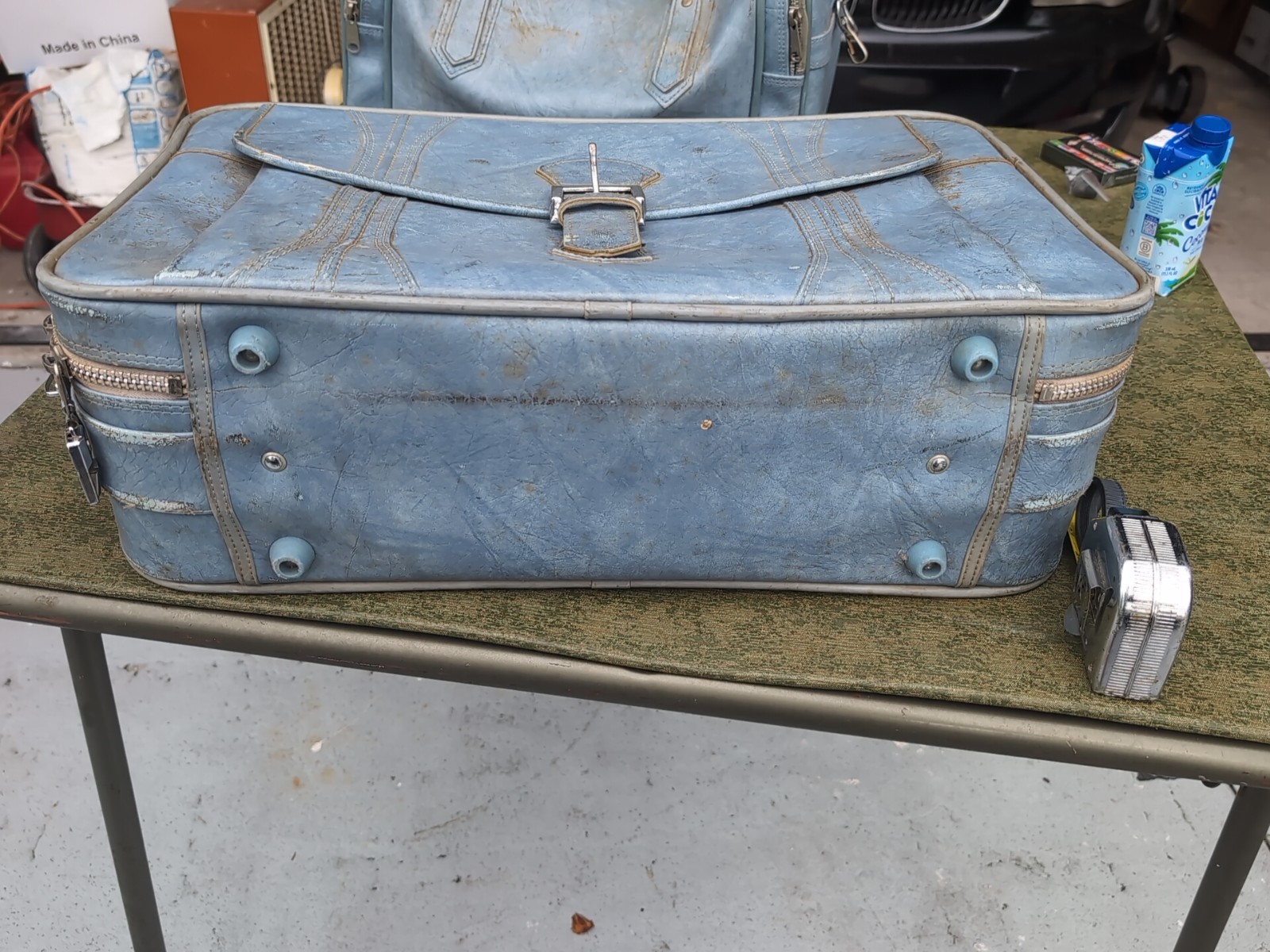 Vintage 1970s Pair American Tourister Escorts Carryon Luggage Bag In Baby Blue