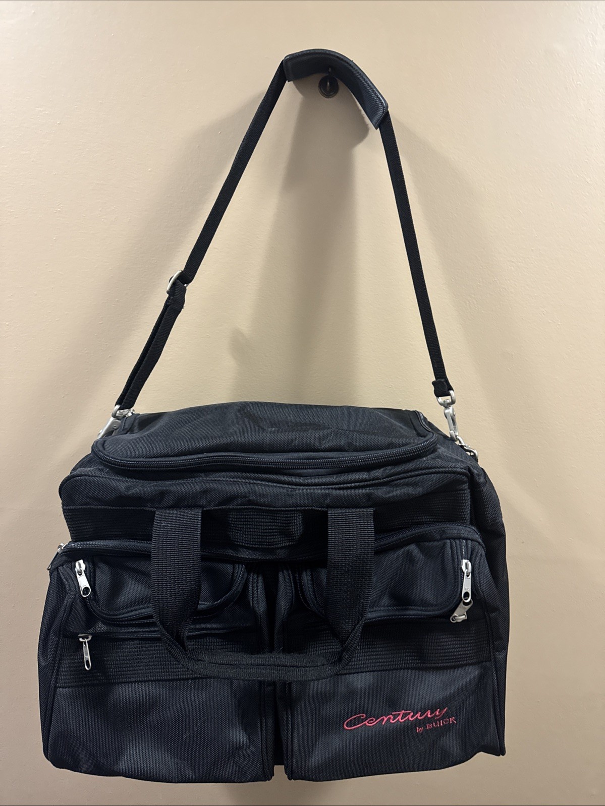 VTG 90s BUICK CENTURY Black Embroidered Duffle Travel Bag 20” X 15” Carry On