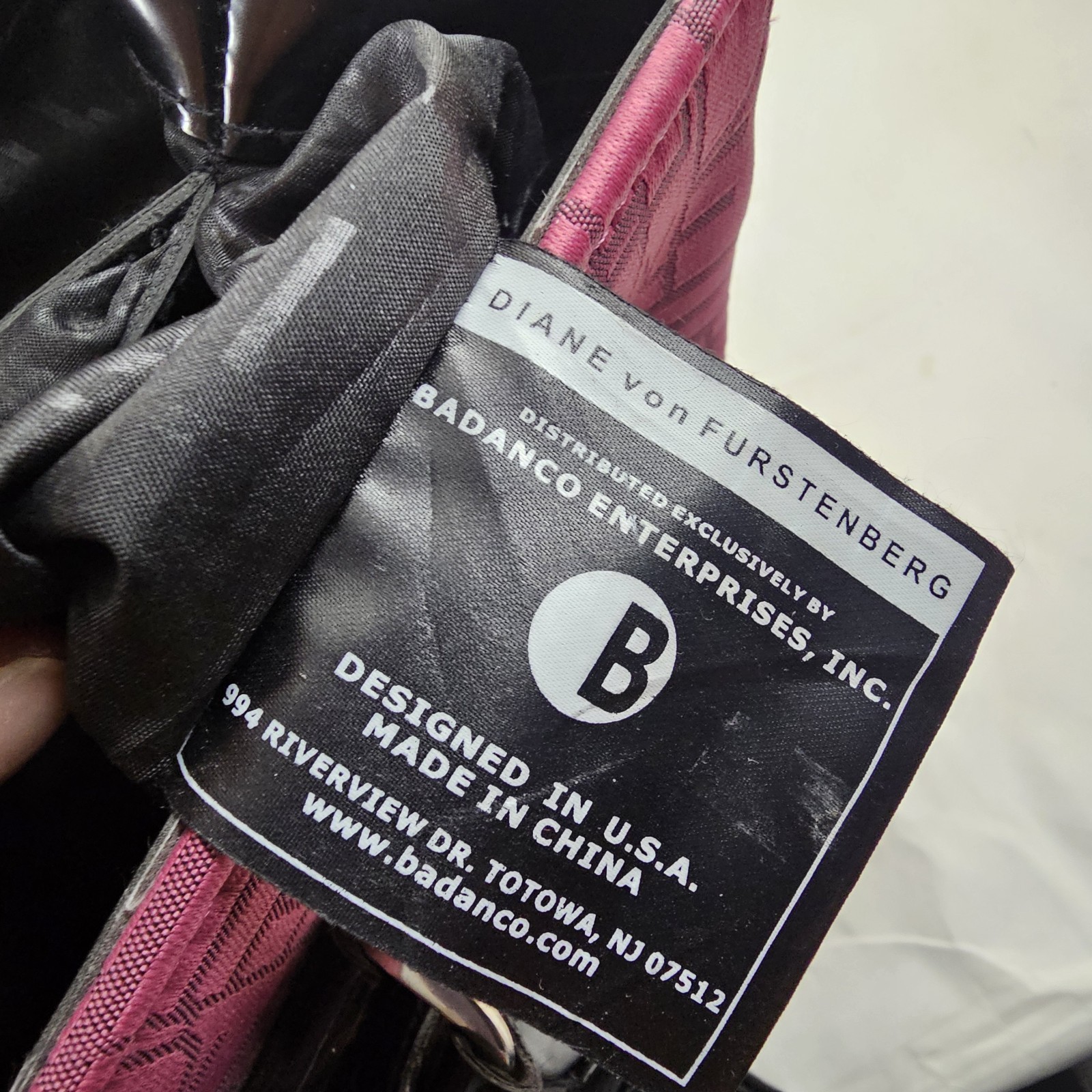 DVF Diane Von Furstenberg Fuschia Black Patent Carry On Overnight Luggage Bag