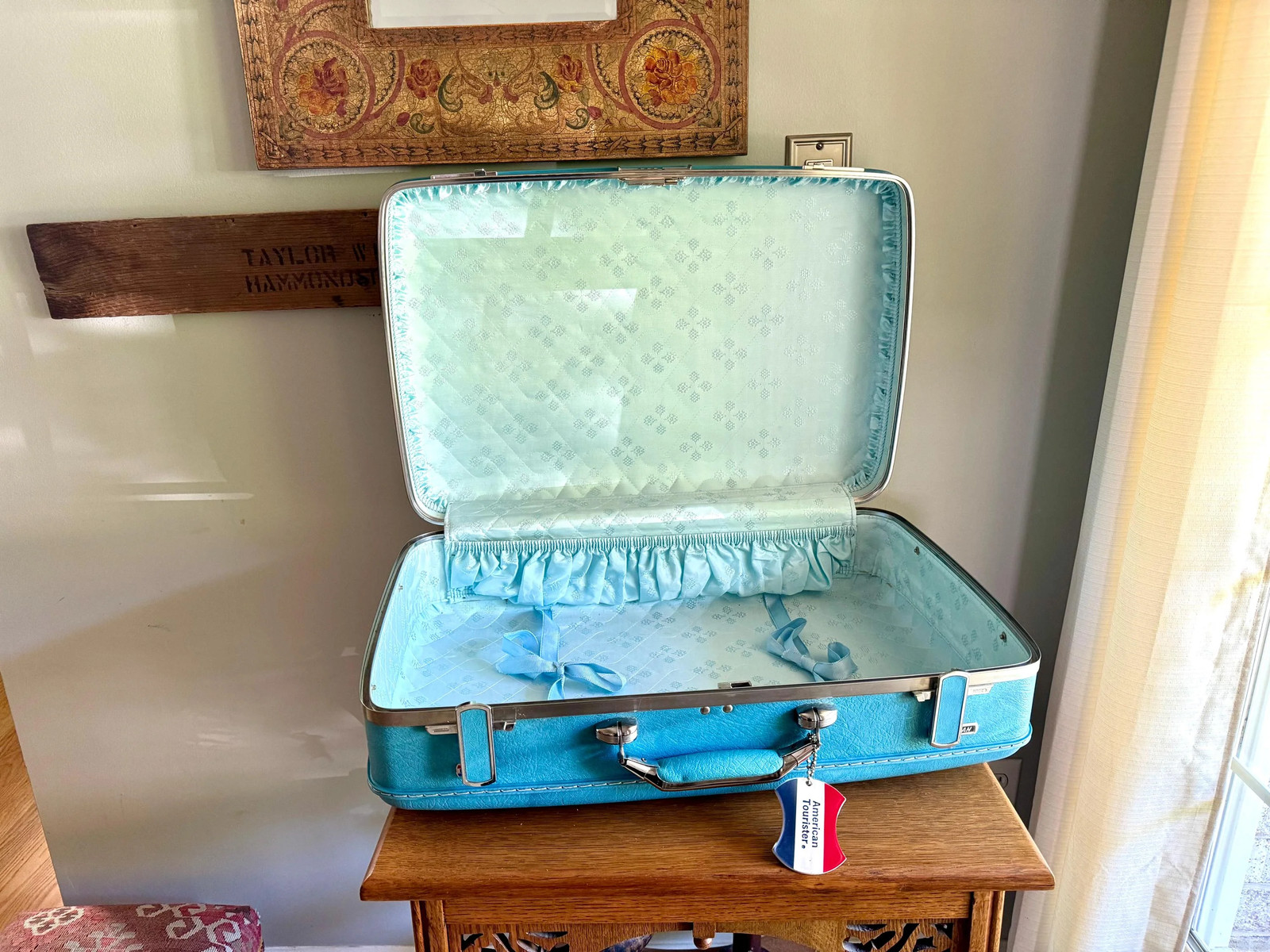 Vtg American Tourister Turquoise Marbled Luggage | American Tourister Suitcase