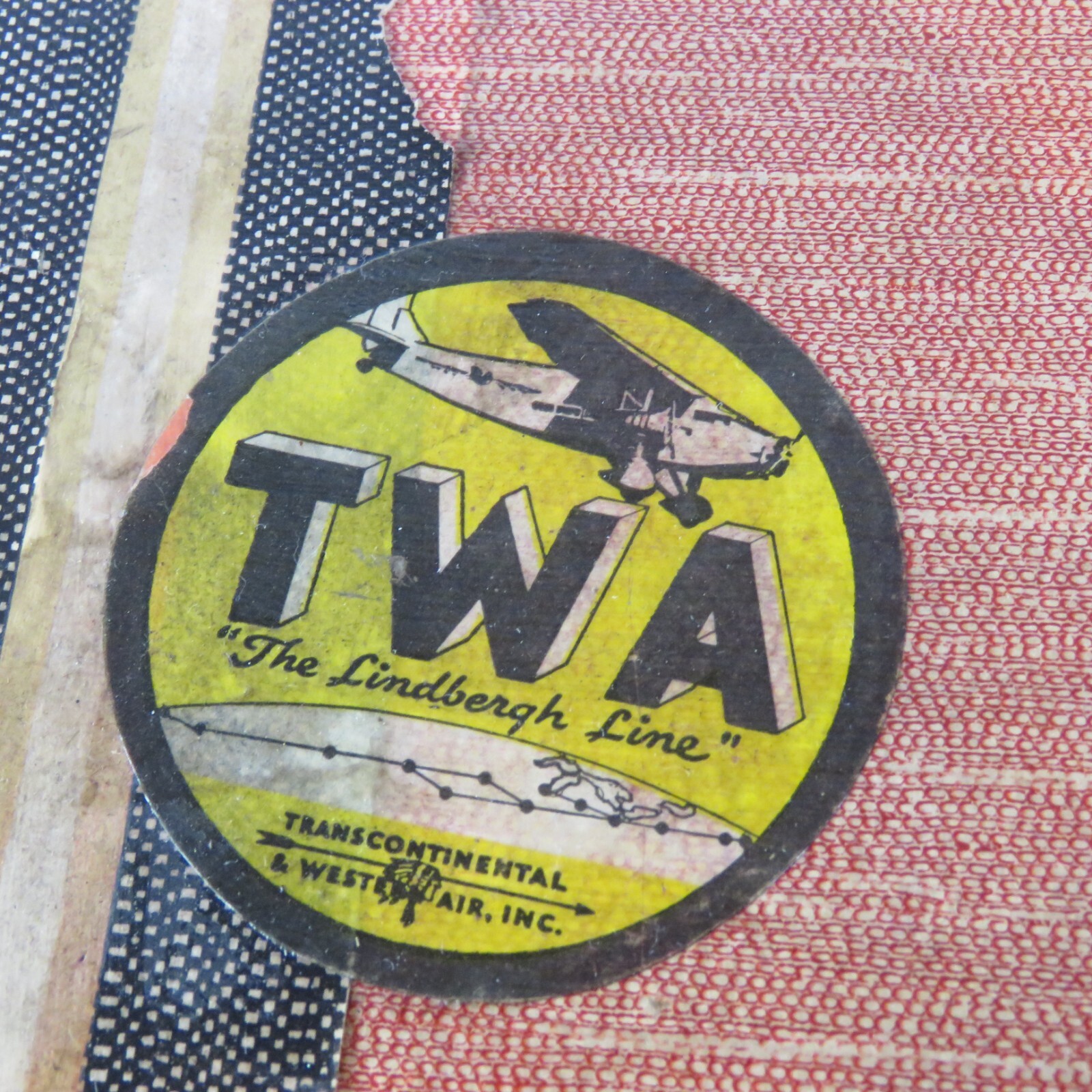 Vintage Cardboard Travel Suitcase Trunk Airline Labels Stickers 1950s 18×10 TWA
