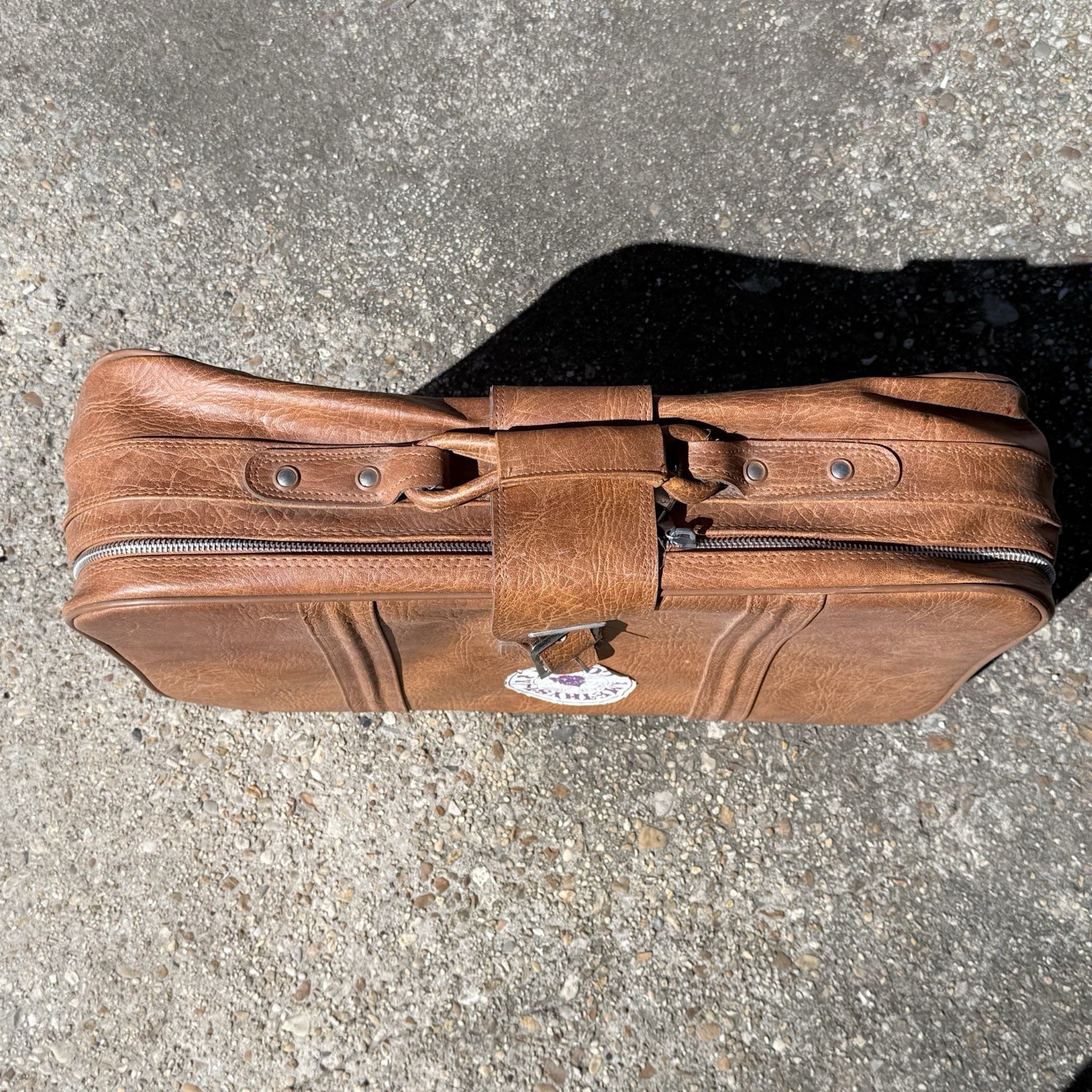 Vintage World Traveler Brown Leather Style Suitcase Carry On Locking Zipper