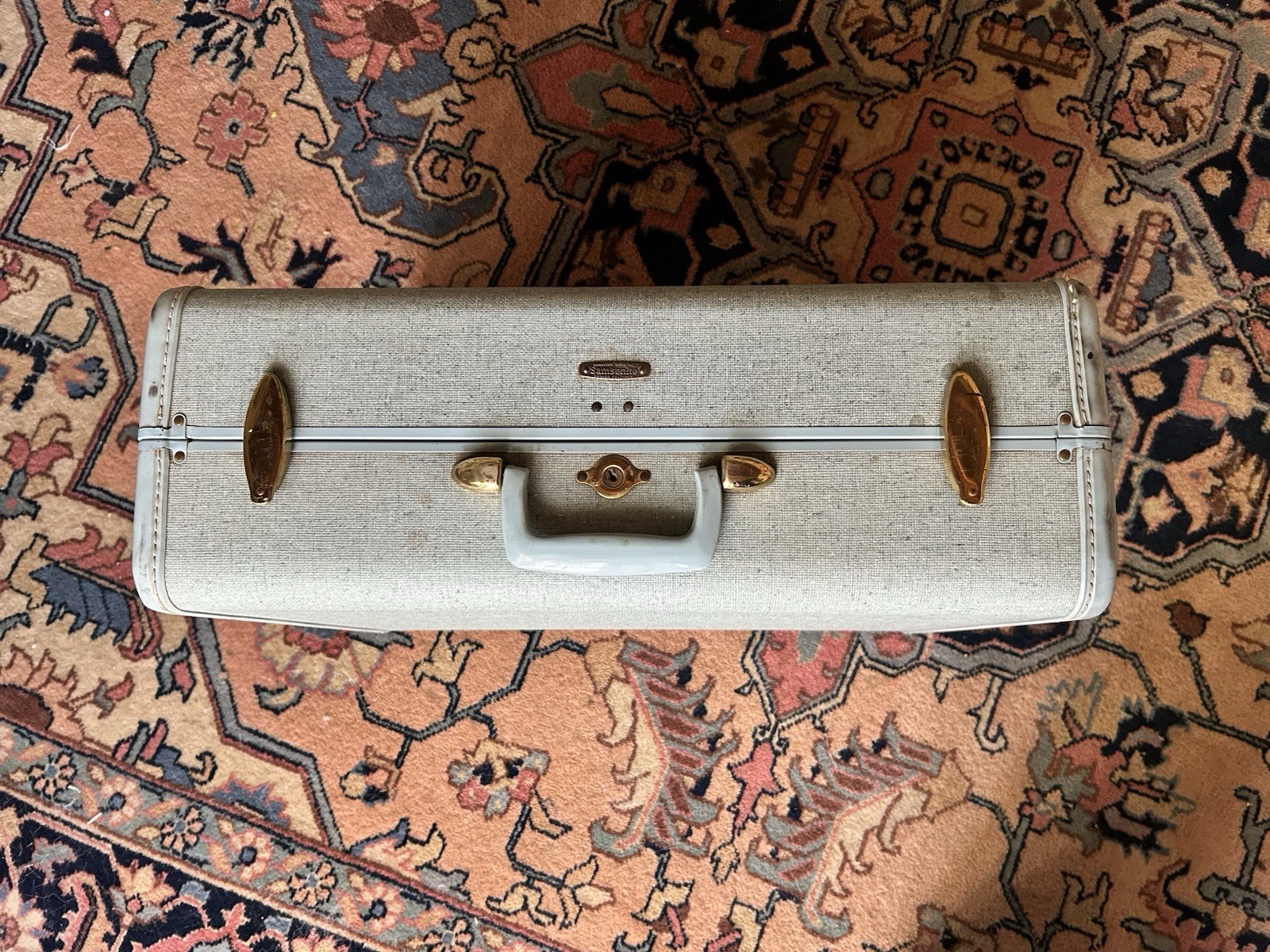 Vintage Samsonite Baby Blue Tweed Suitcase
