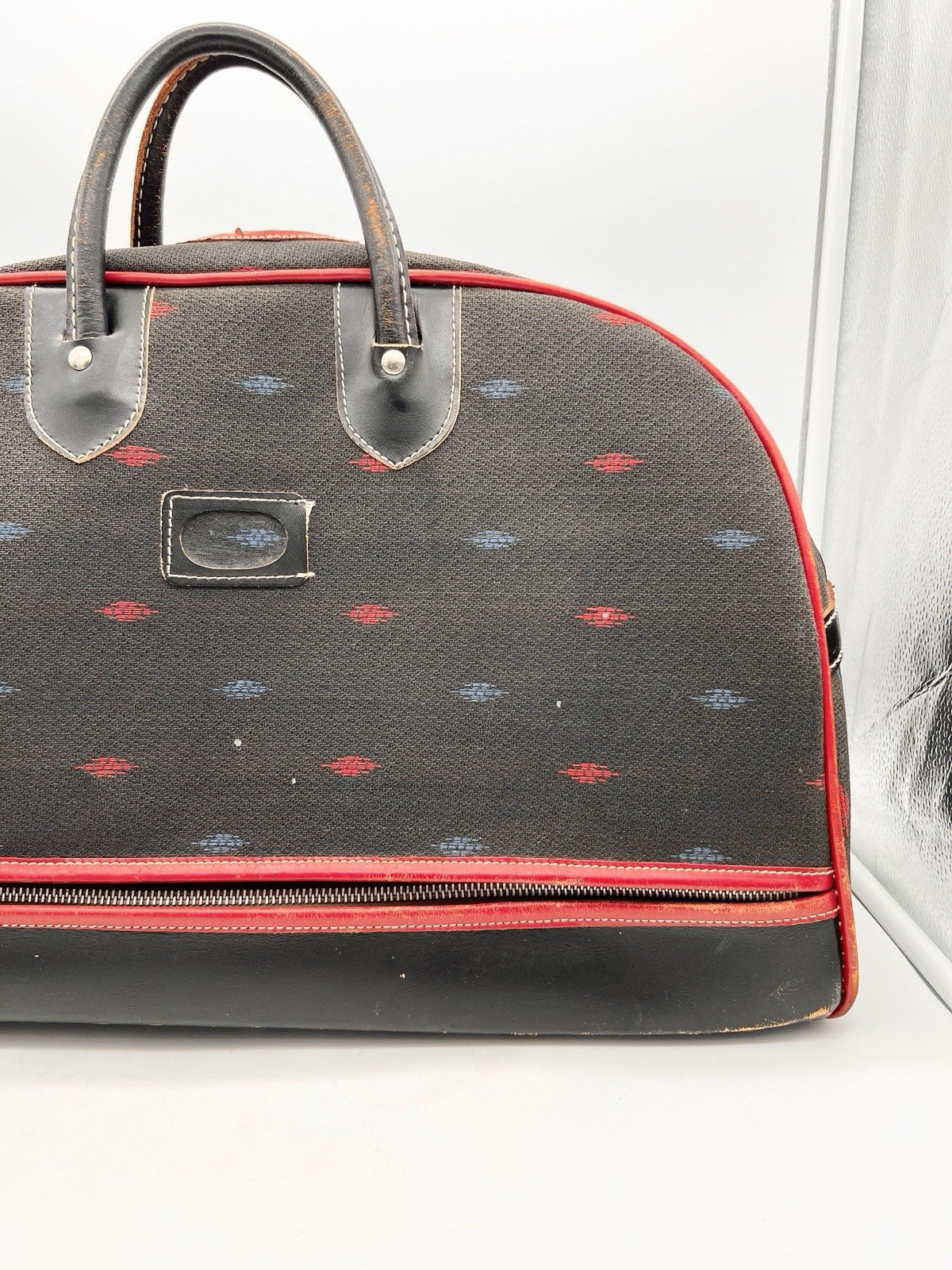 ​Vintage Mid-Century Tweed Suitcase Train Case Vanity Travel Bag Retro
