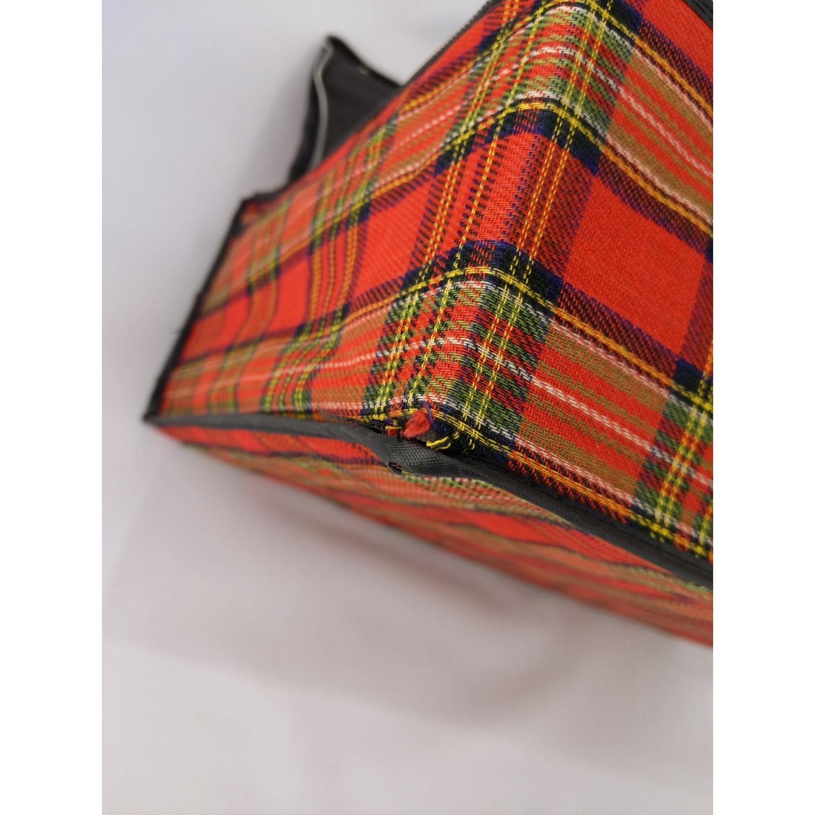 Vintage 60s/70s Suitcase Red Plaid Folding Collapsible Travel Bag Carry On