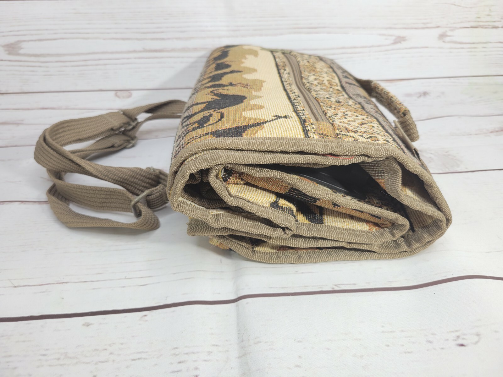 Jade Tote Animal Print Foldable Bag With Wheels Waterproof Roomy Bag Vtg EC