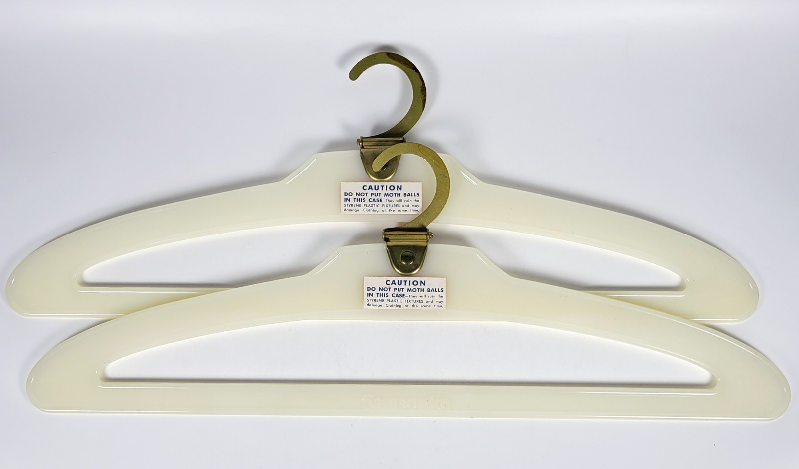 Vintage Samsonite Plastic and Brass Travel Suitcase Hangers ~ 2 Hangars