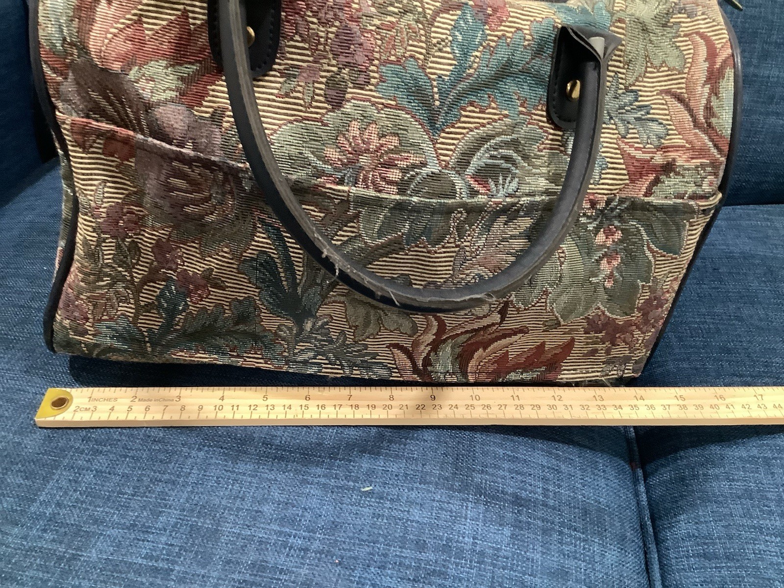 Sorrento Vintage Carry-All Carry-On Floral Tapestry Luggage Overnight Tote Bag