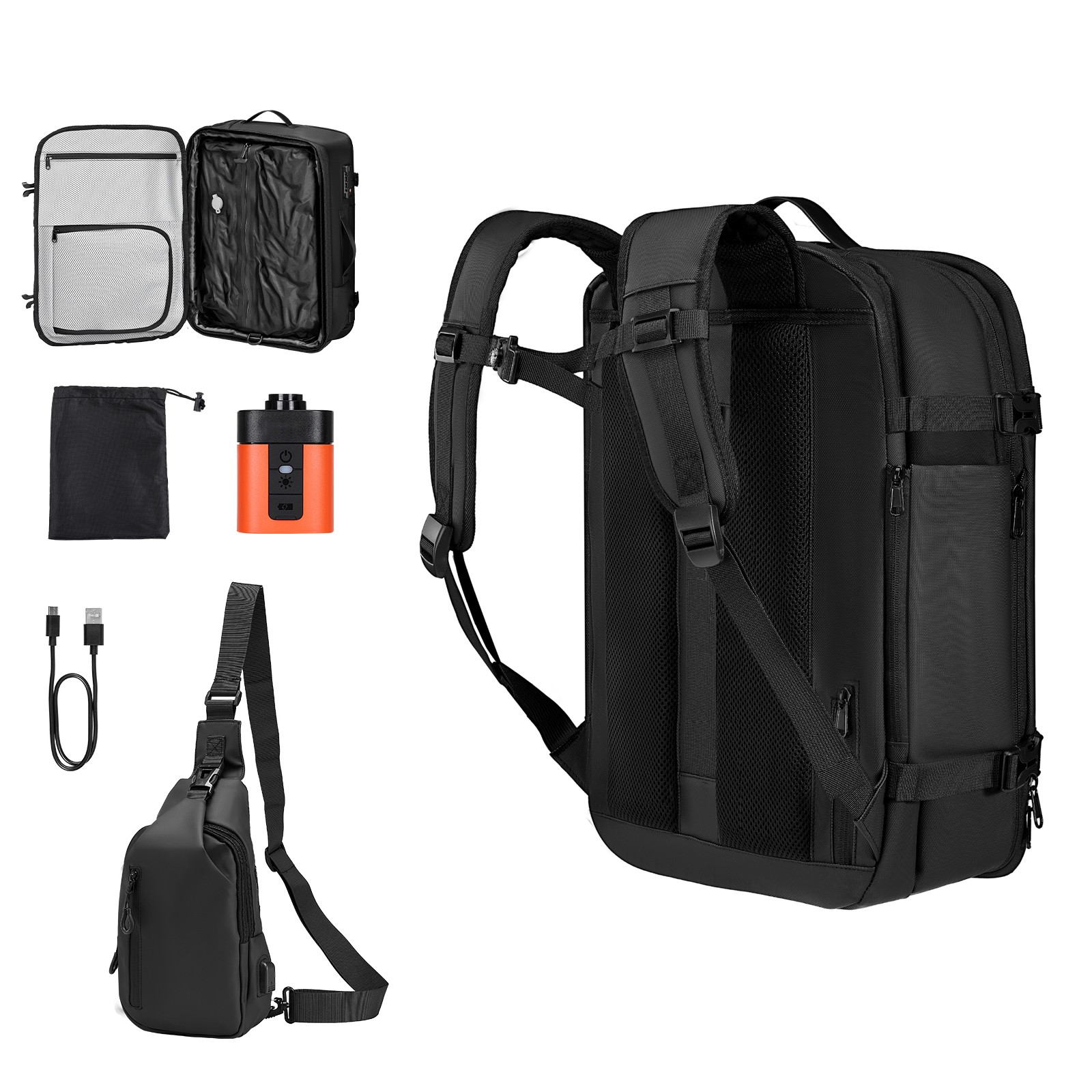 Uimoso 65L Travel Backpack with Vacuum Compression and Pump, Gray