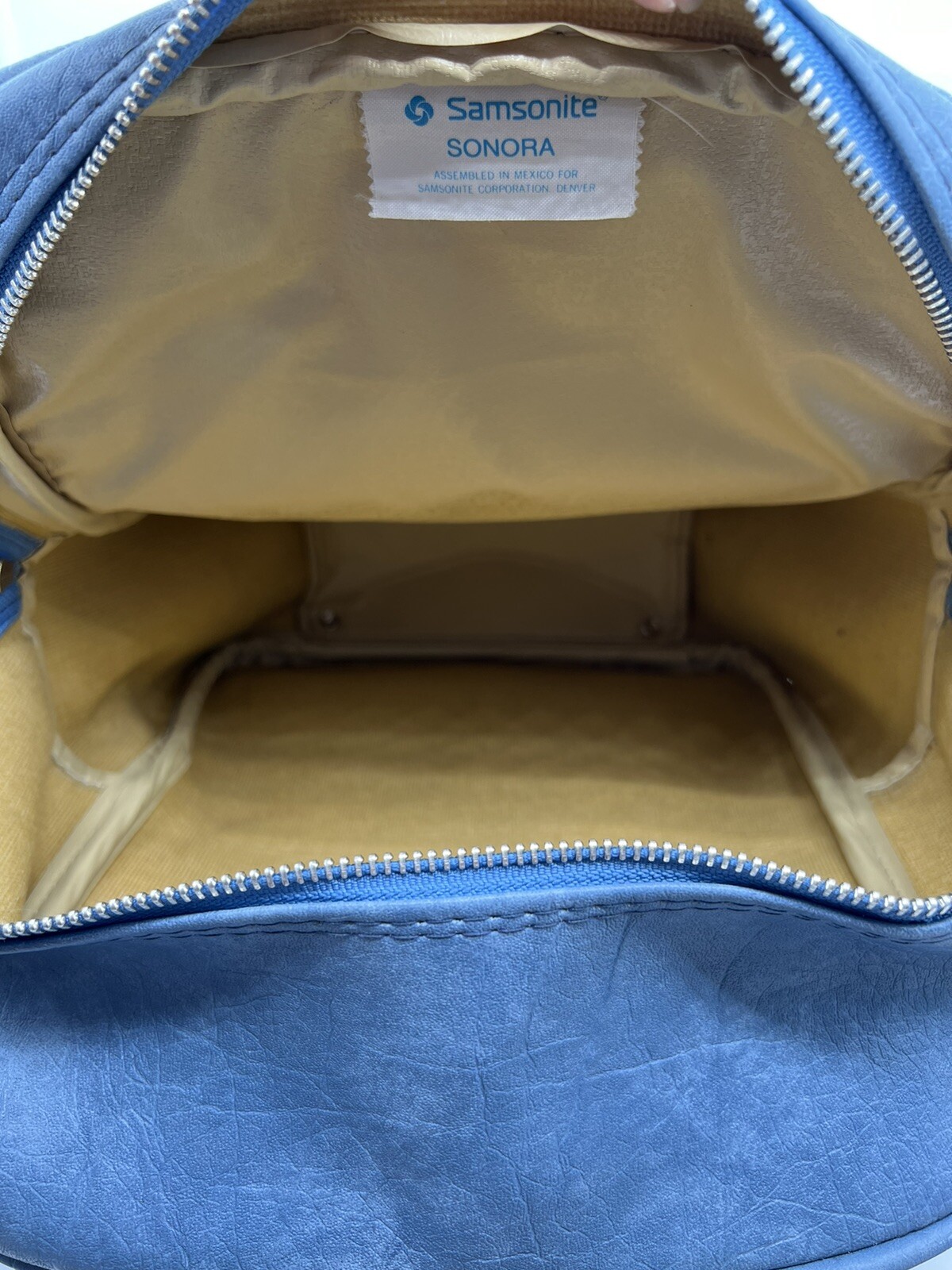 Vintage Samsonite Luggage Shoulder Bag Carry On Blue Purse Diaper Travel Zip