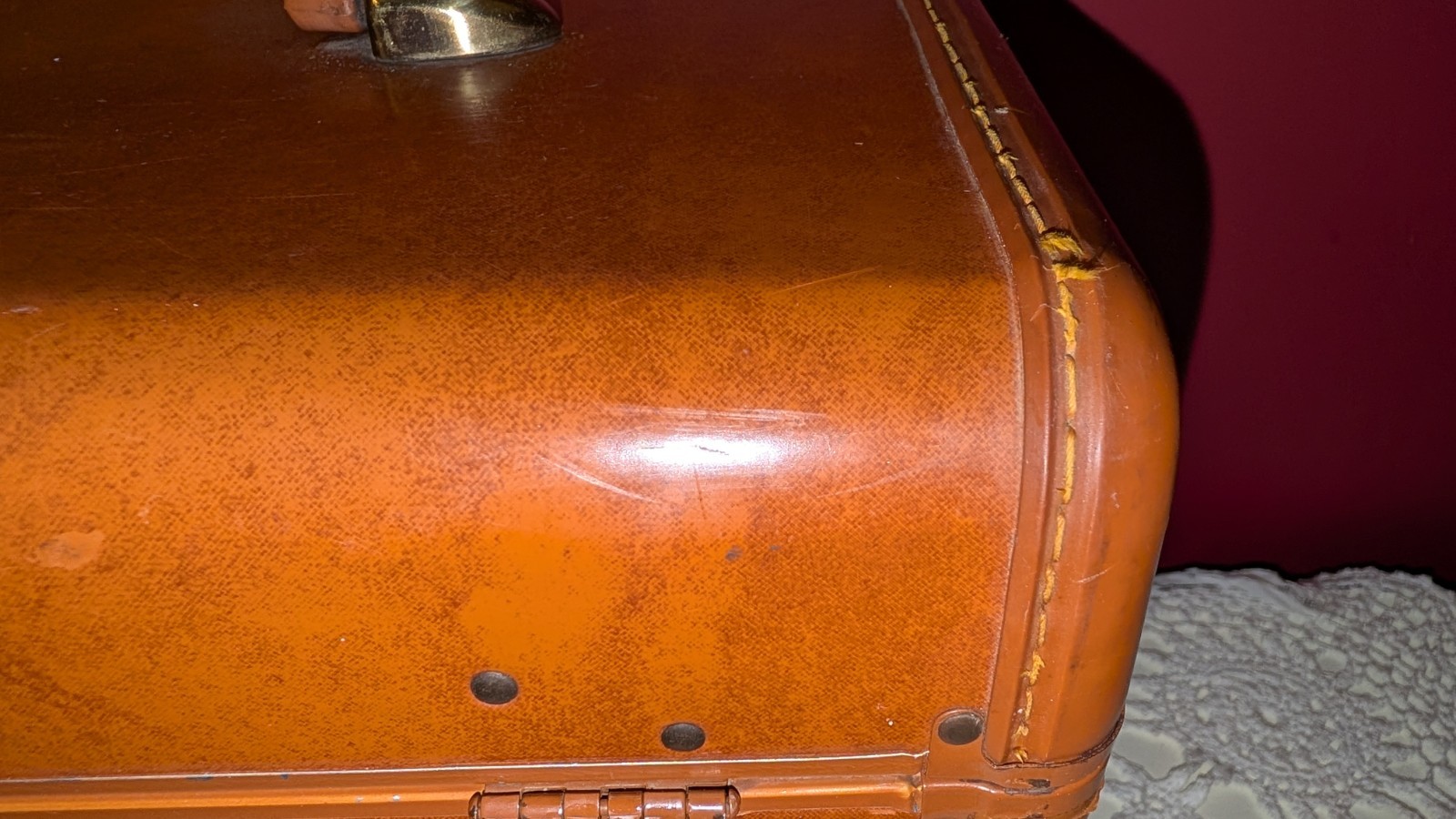 Vintage Samsonite Case Mirror & Tray Hard Side Suitcase Brown Luggage No Key