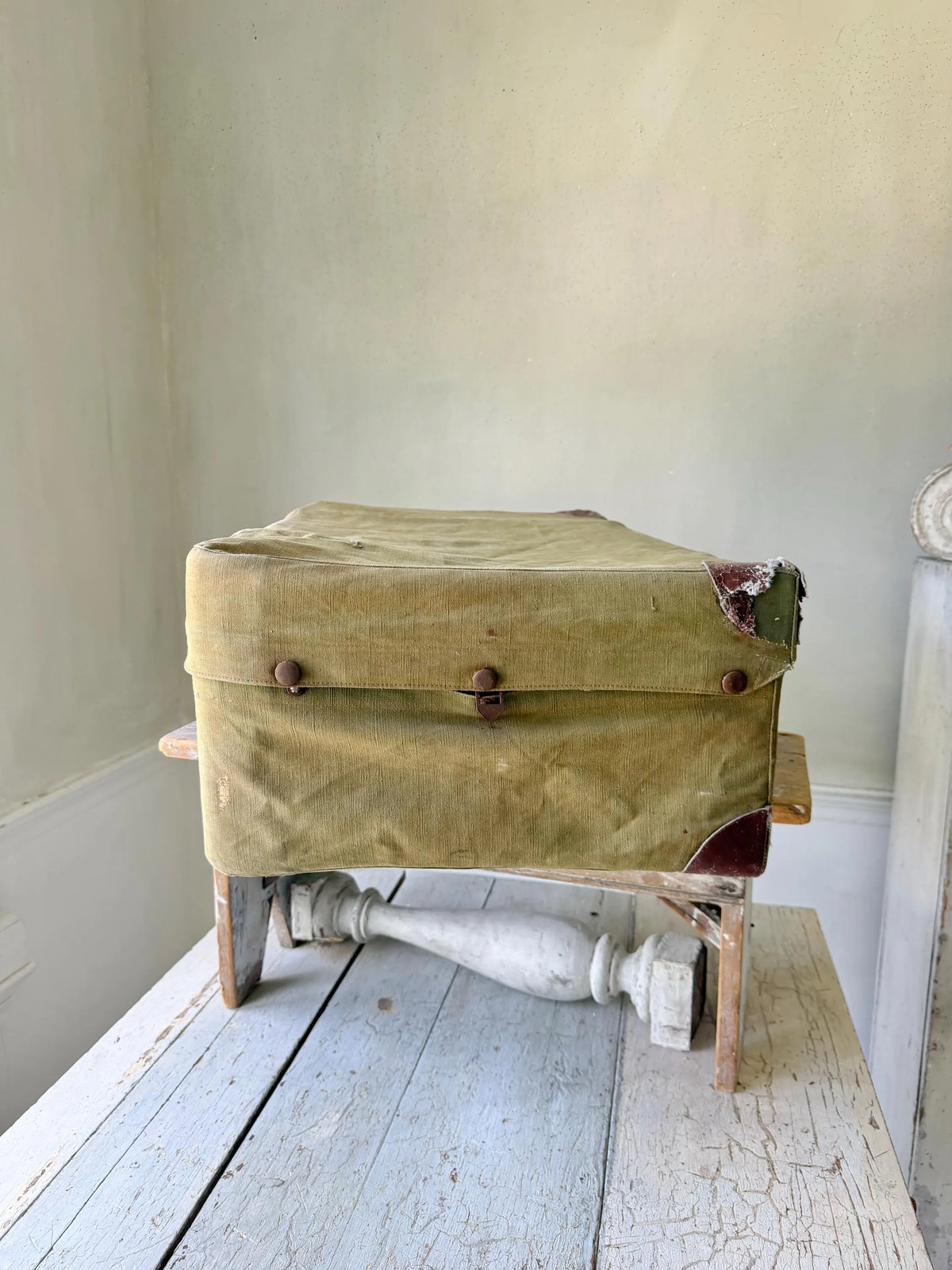 RARE Vintage French Leather Suitcase General Jacques Humbert Luggage WWII Milit