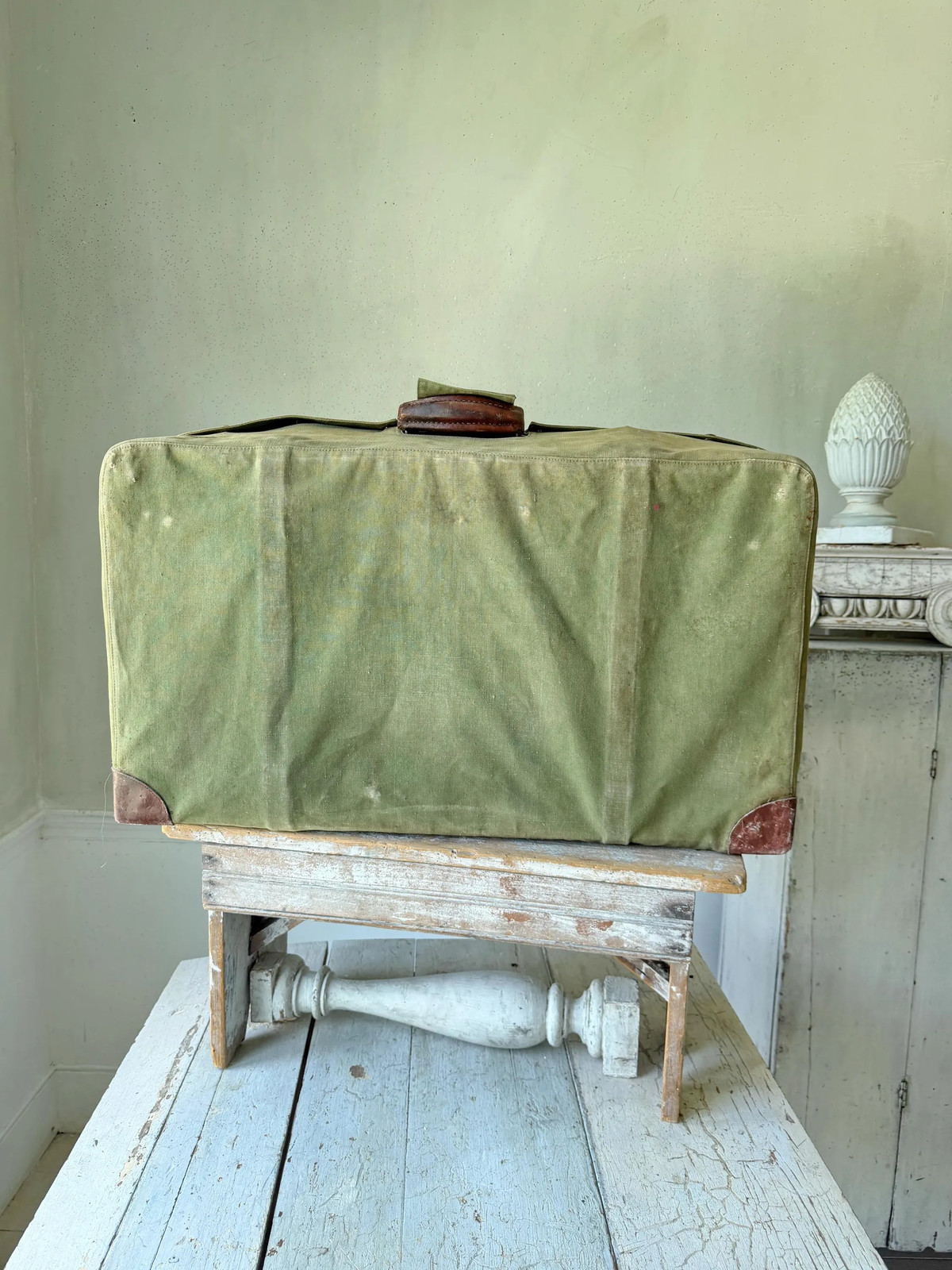 RARE Vintage French Leather Suitcase General Jacques Humbert Luggage WWII Milit
