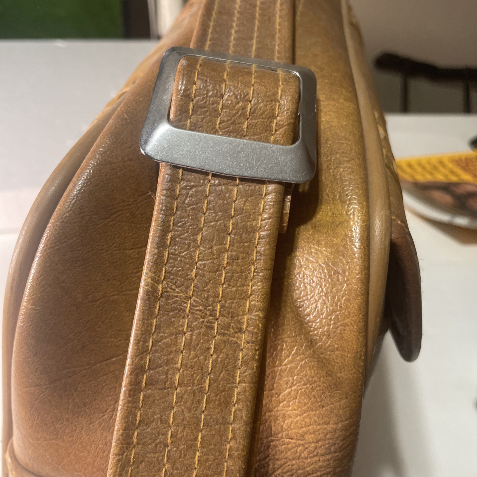 Vintage American Tourister Locking Carry On Bag 1978 Faux Leather 15×11 Brown