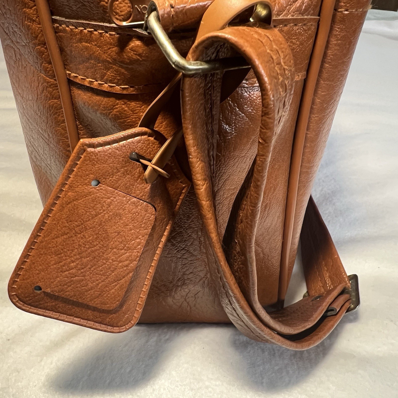 Vintage SASSON Leather Travel Bag Luggage Carry Shoulder Zippered Brown