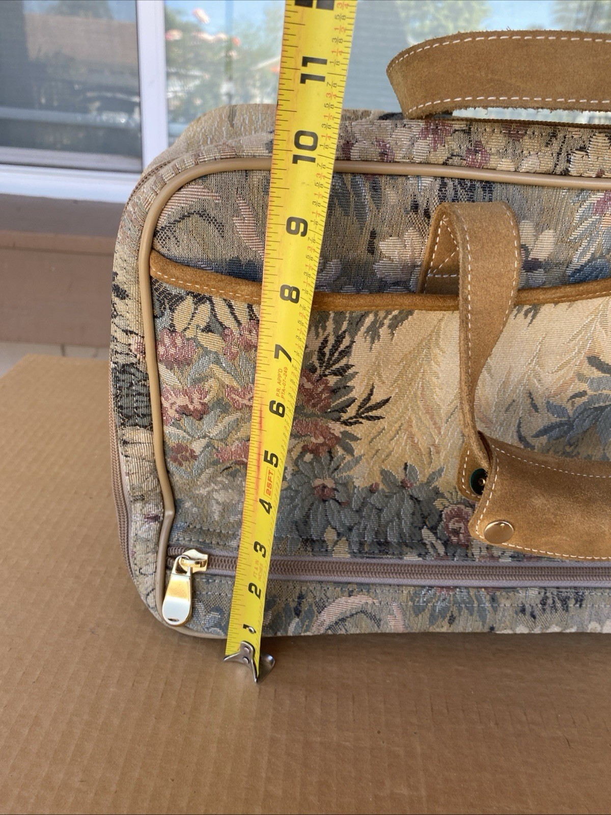Vintage French Luggage Company Paradise Suede Tapestry Carry On Bag Made in USA