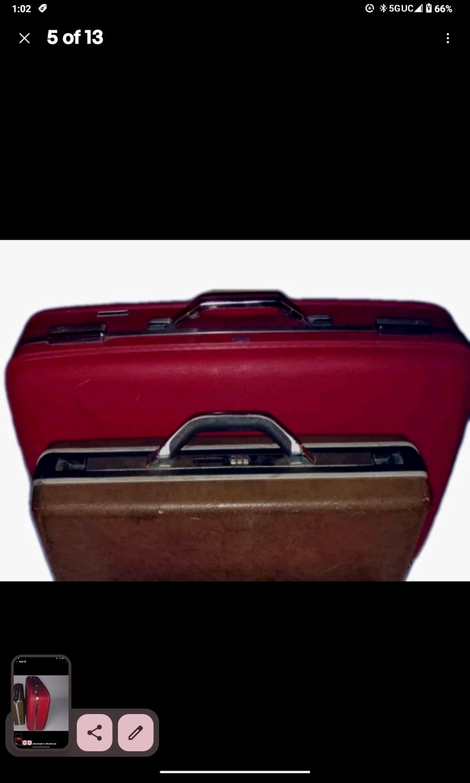 2pc Vintage Luggage Lot Samsonite American Tourister Brief Case Red brown retro