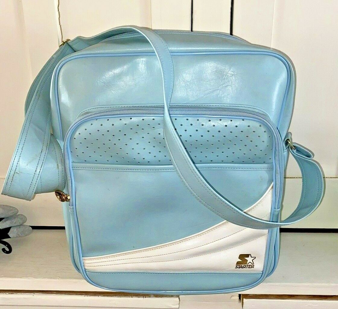 Vtg STARTER Baby Blue Shoulder Bag Overnight Carry-On Luggage Tote Cross Body
