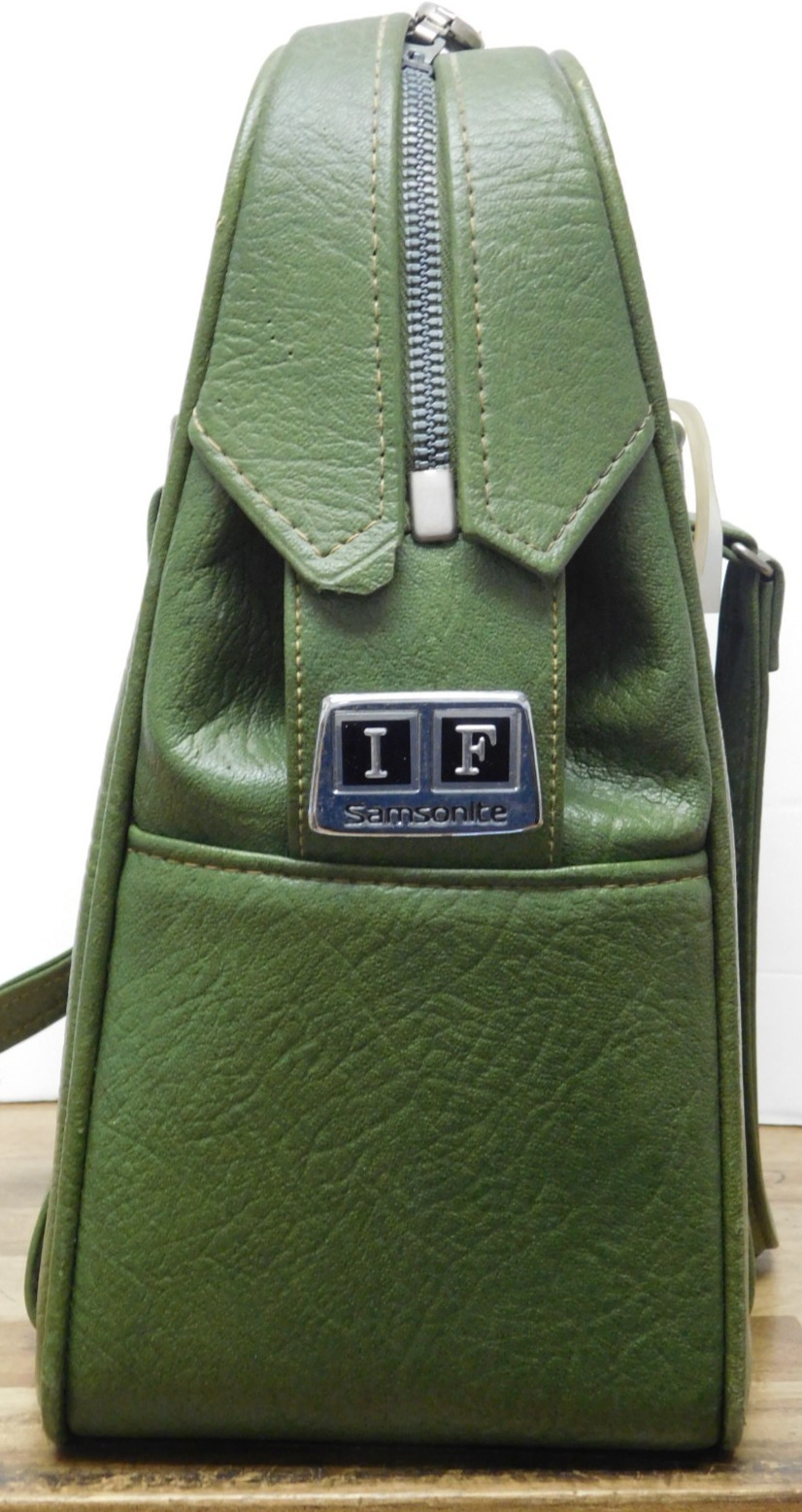 Samsonite Avocado Green 1960s-70s Fashionaire Travel Bag w/ Matching Pouch READ