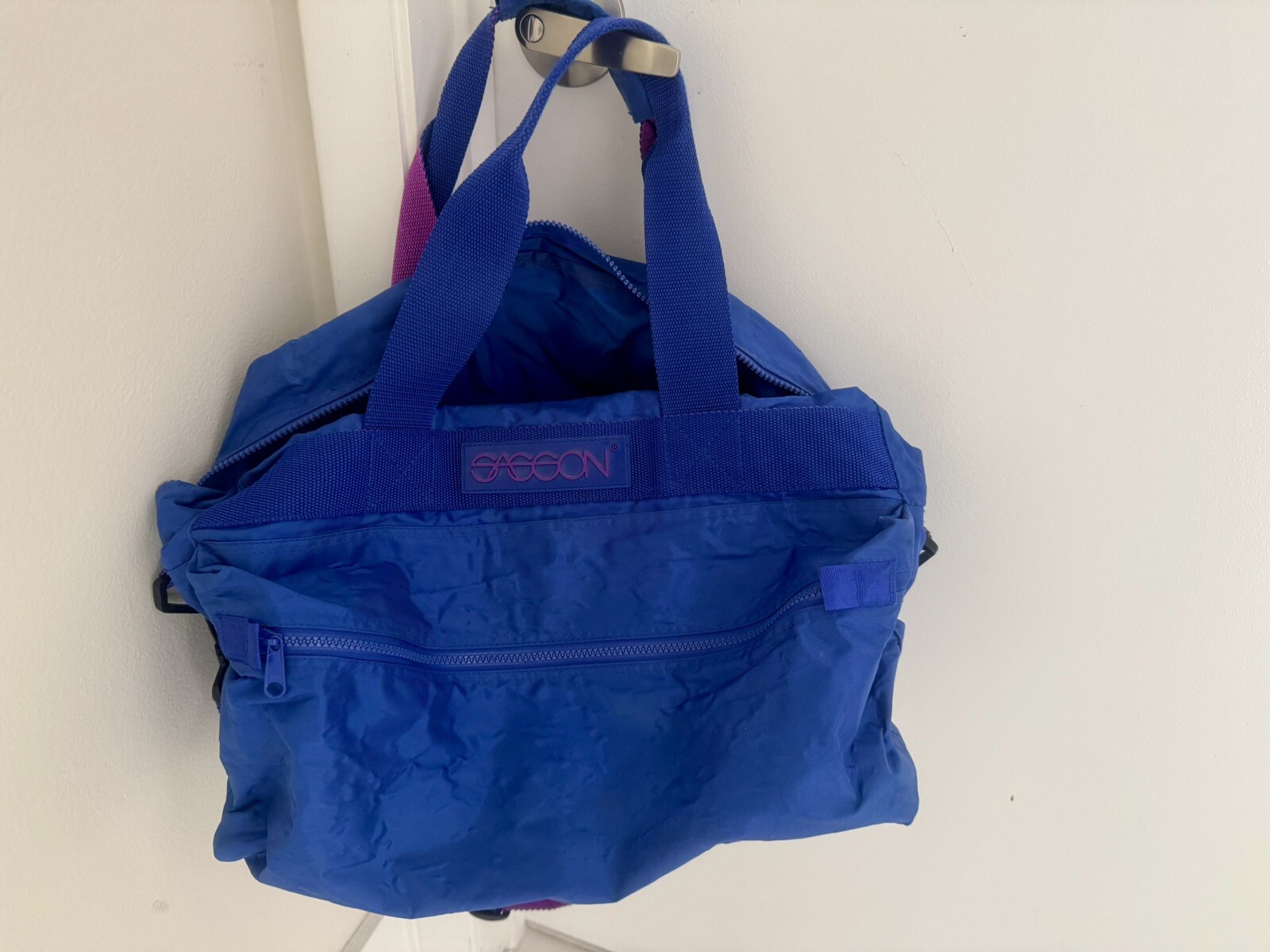 Vintage 80’s Sasson Blue Purple Travel Overnight Soft Duffle Overnight Bag