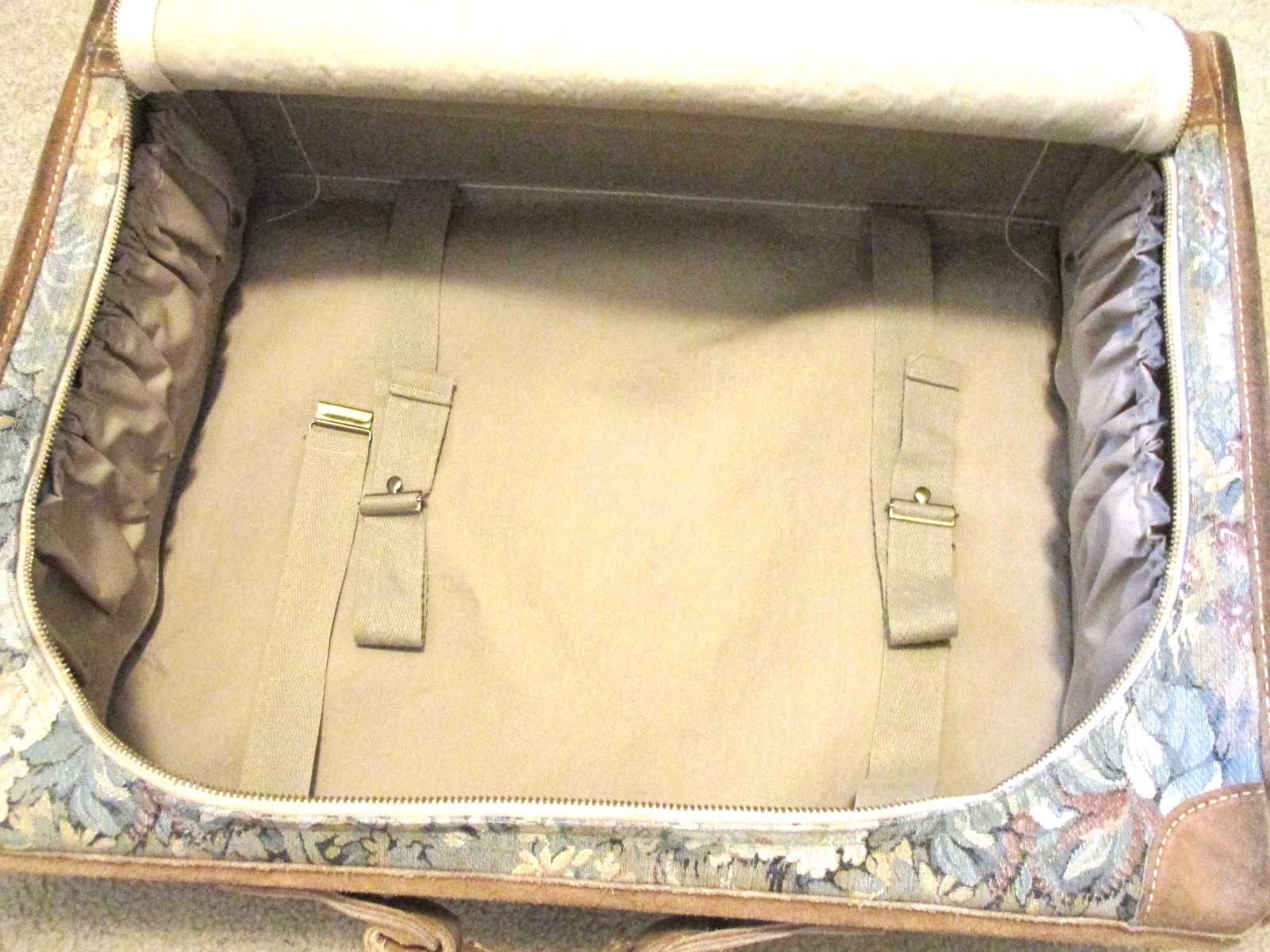 Vintage French Co. Paradise Leather Tapestry 22 in. Luggage Suit Case