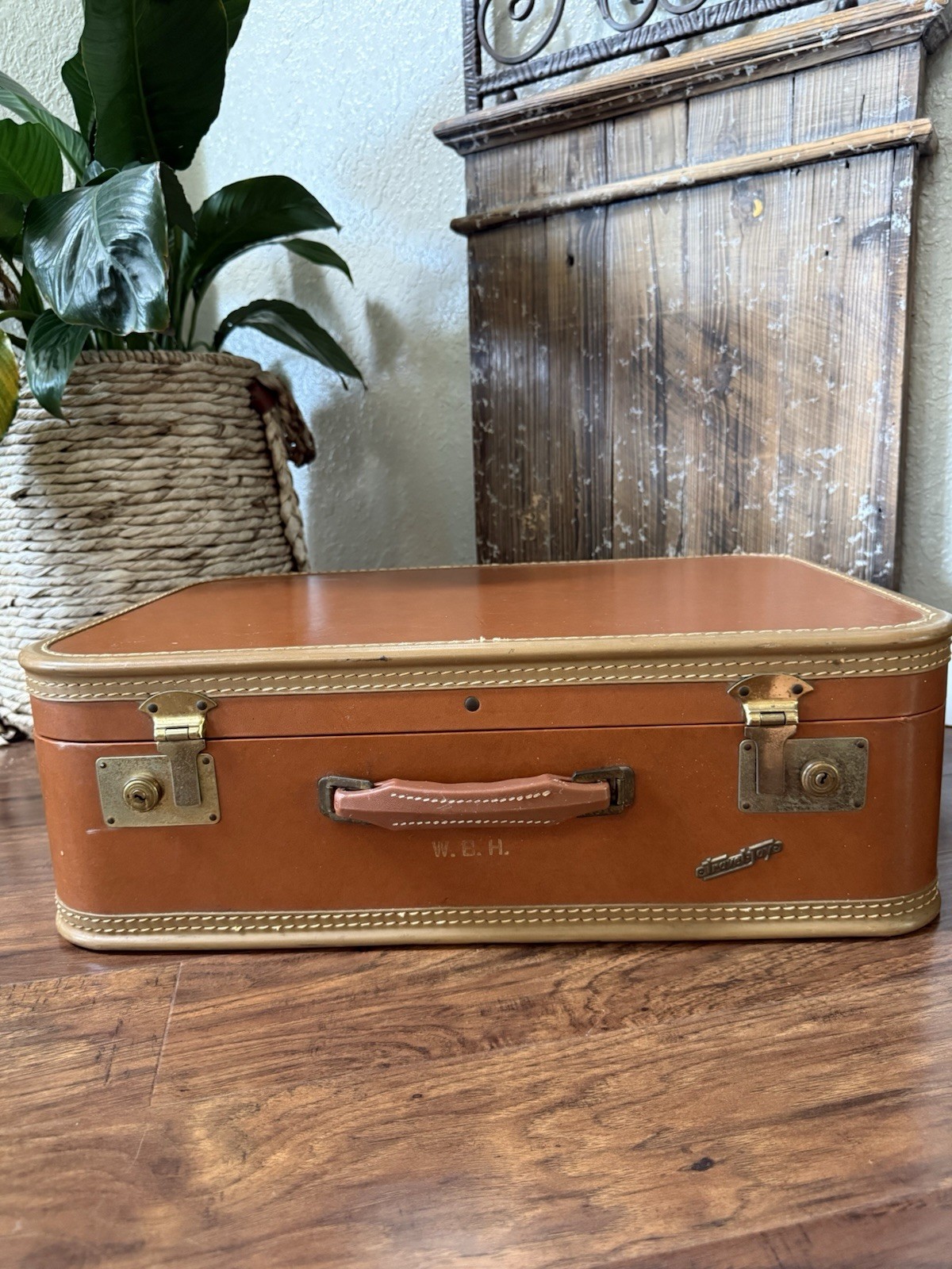 Vintage Brown “Travel Joy” Train/Overnight Suitcase 1950s-60s Made In USA
