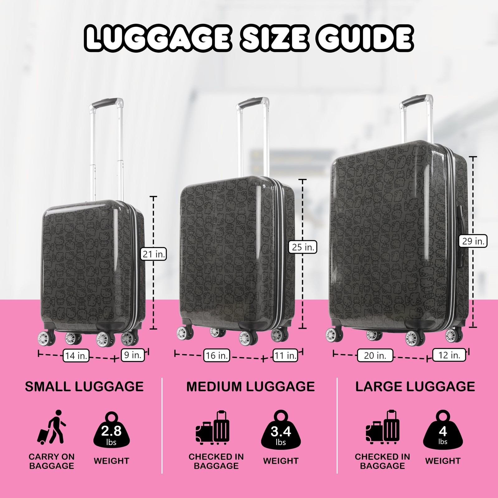 FUL Hello Kitty 21″ Carry On Luggage Printed Hardshell Spinner Suitcase
