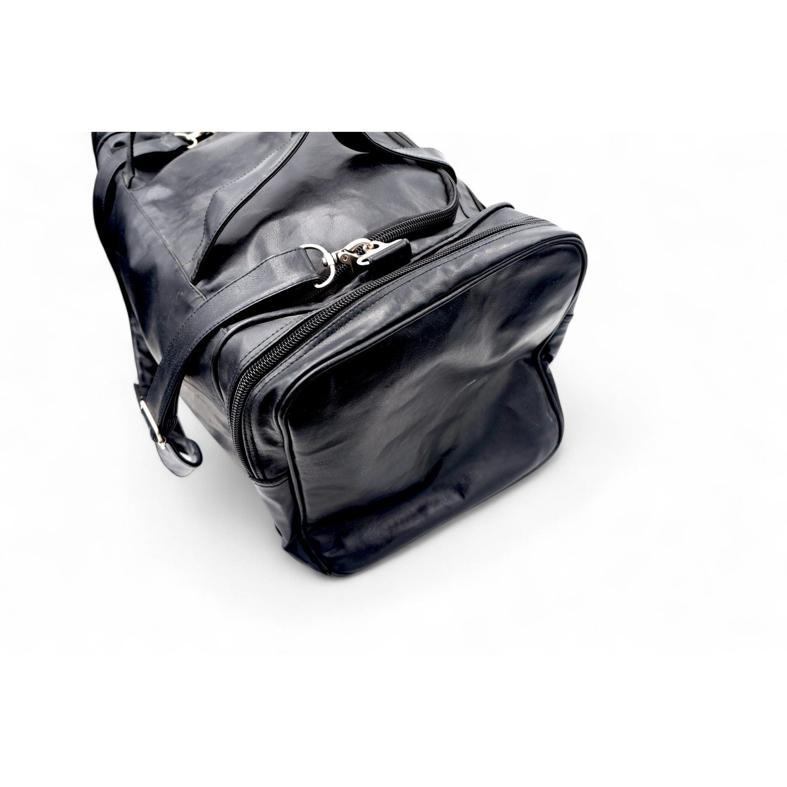 Vintage 1990s NBC Sports Group Black Leather Duffle Bag 90s