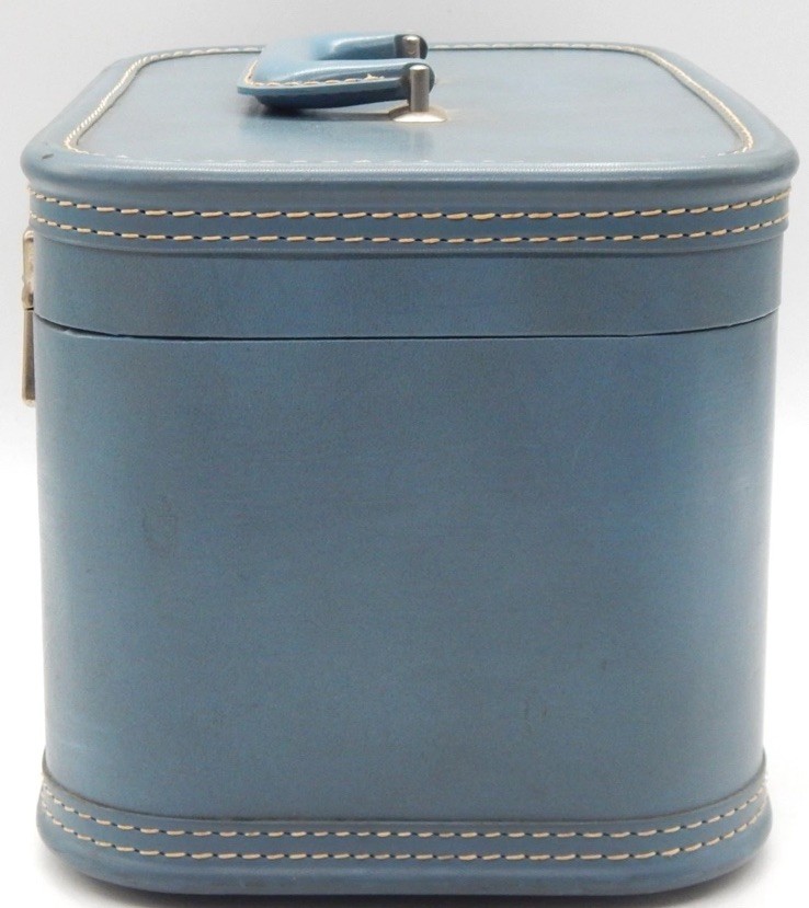 Vintage Travel Joy Blue Hard Makeup/Train Case No Key -Inside Organizers -DAMAGE