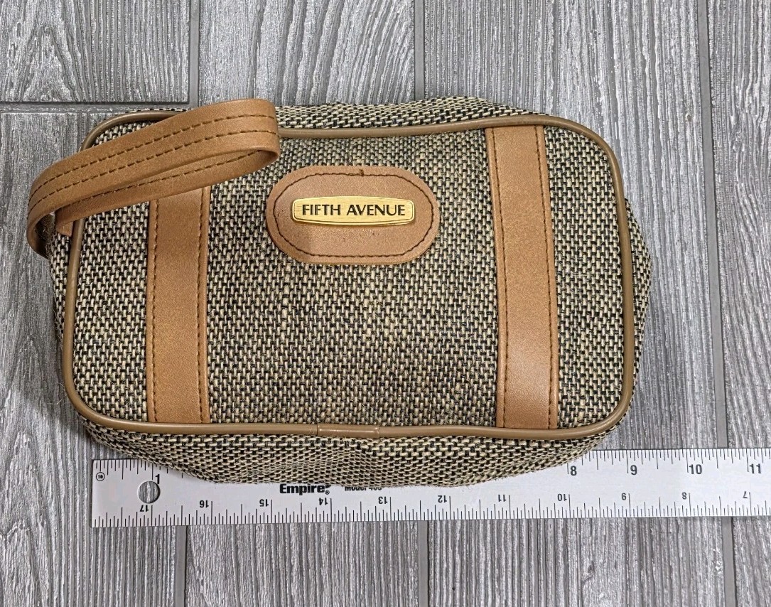 Vintage Fifth Avenue DOPP Kit Bag Make Up Bag Travel Bag Tweed Plaid