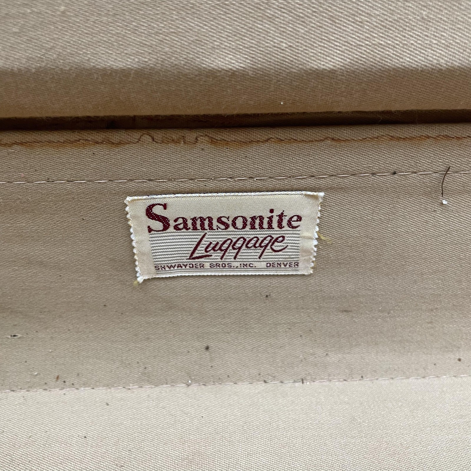 Vintage Samsonite Brown Vinyl Hard Suitcase 2 Piece Set USA Luggage Travel Case