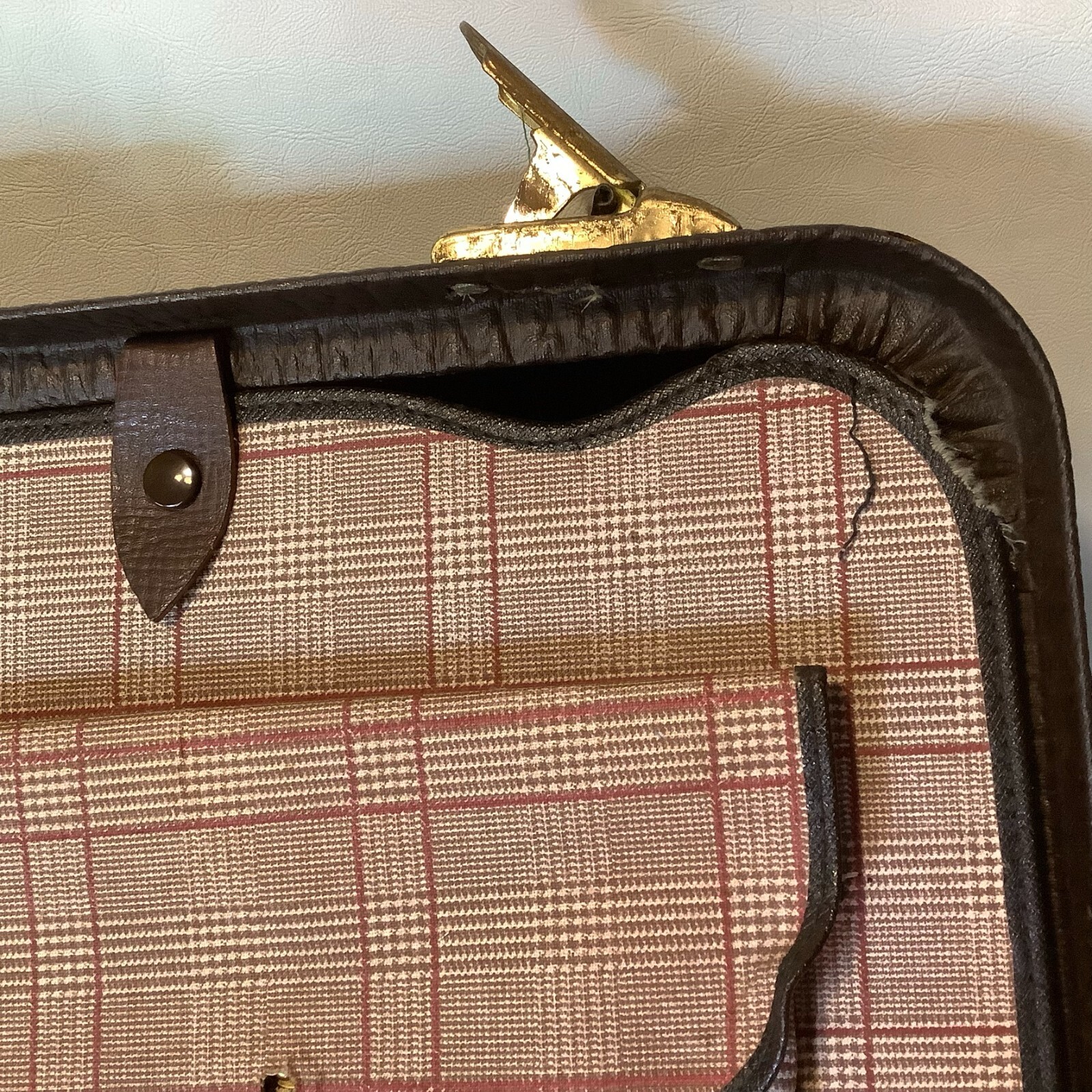 Vintage Tanners Council of America Split Cowhide Leather Suitcase